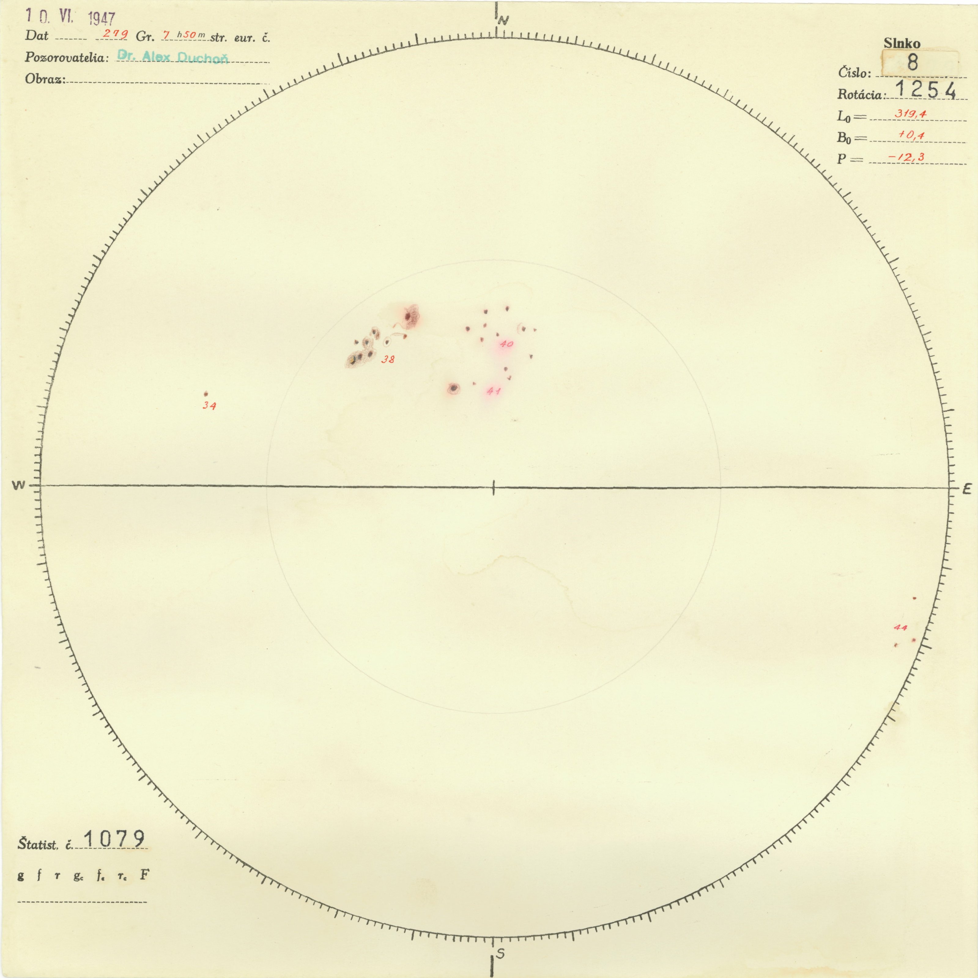Obrázok zákresu Slnka na deň 10.06.1947