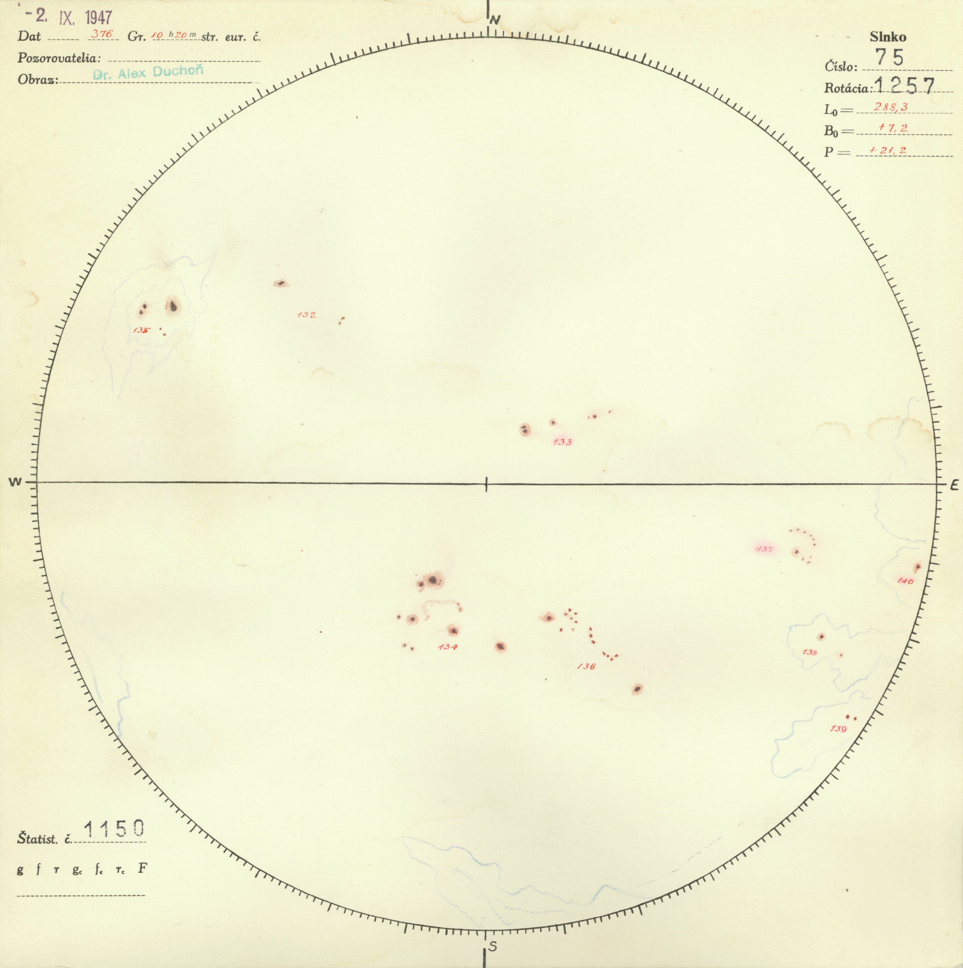 Obrázok zákresu Slnka na deň 02.09.1947