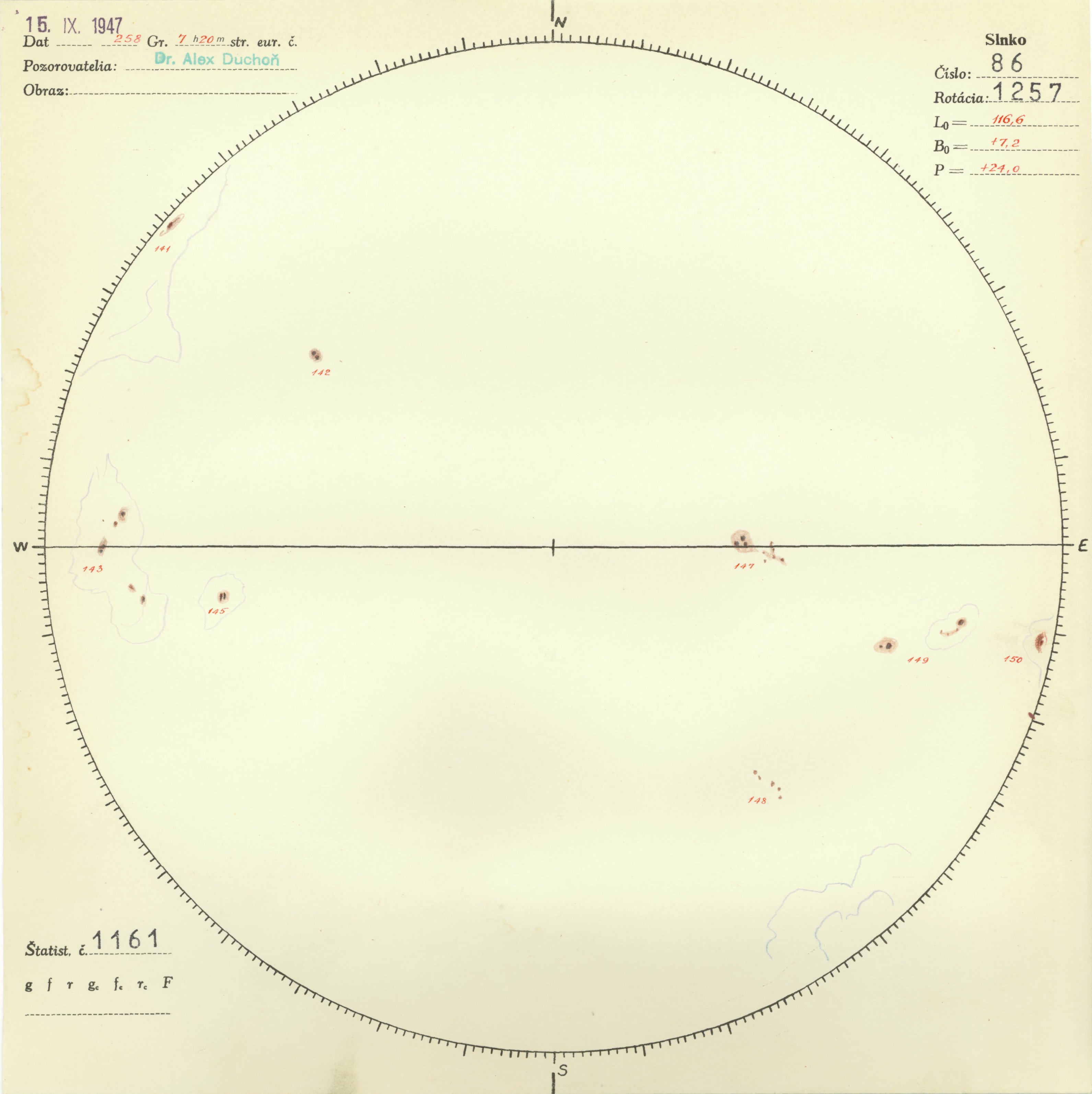 Obrázok zákresu Slnka na deň 15.09.1947
