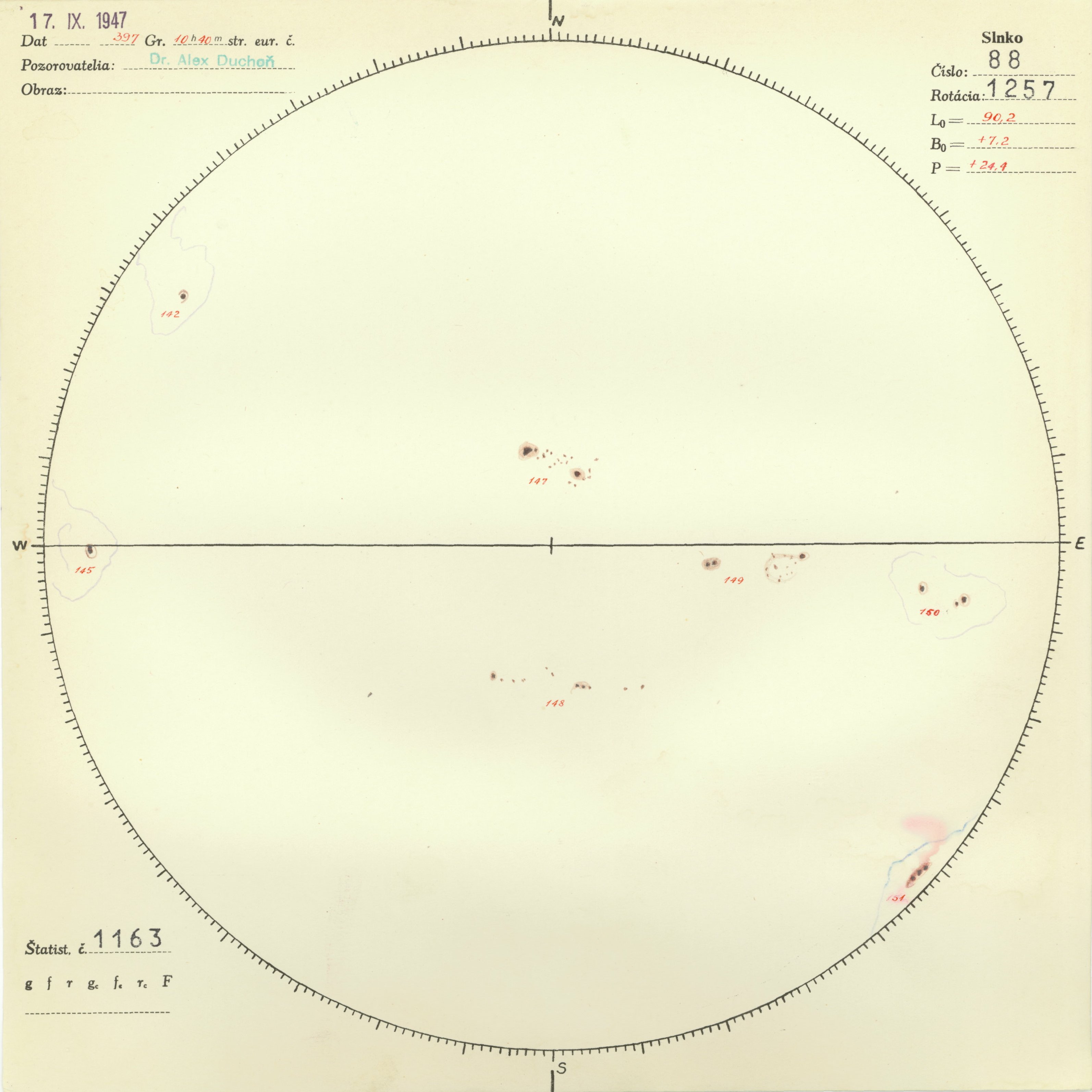 Obrázok zákresu Slnka na deň 17.09.1947