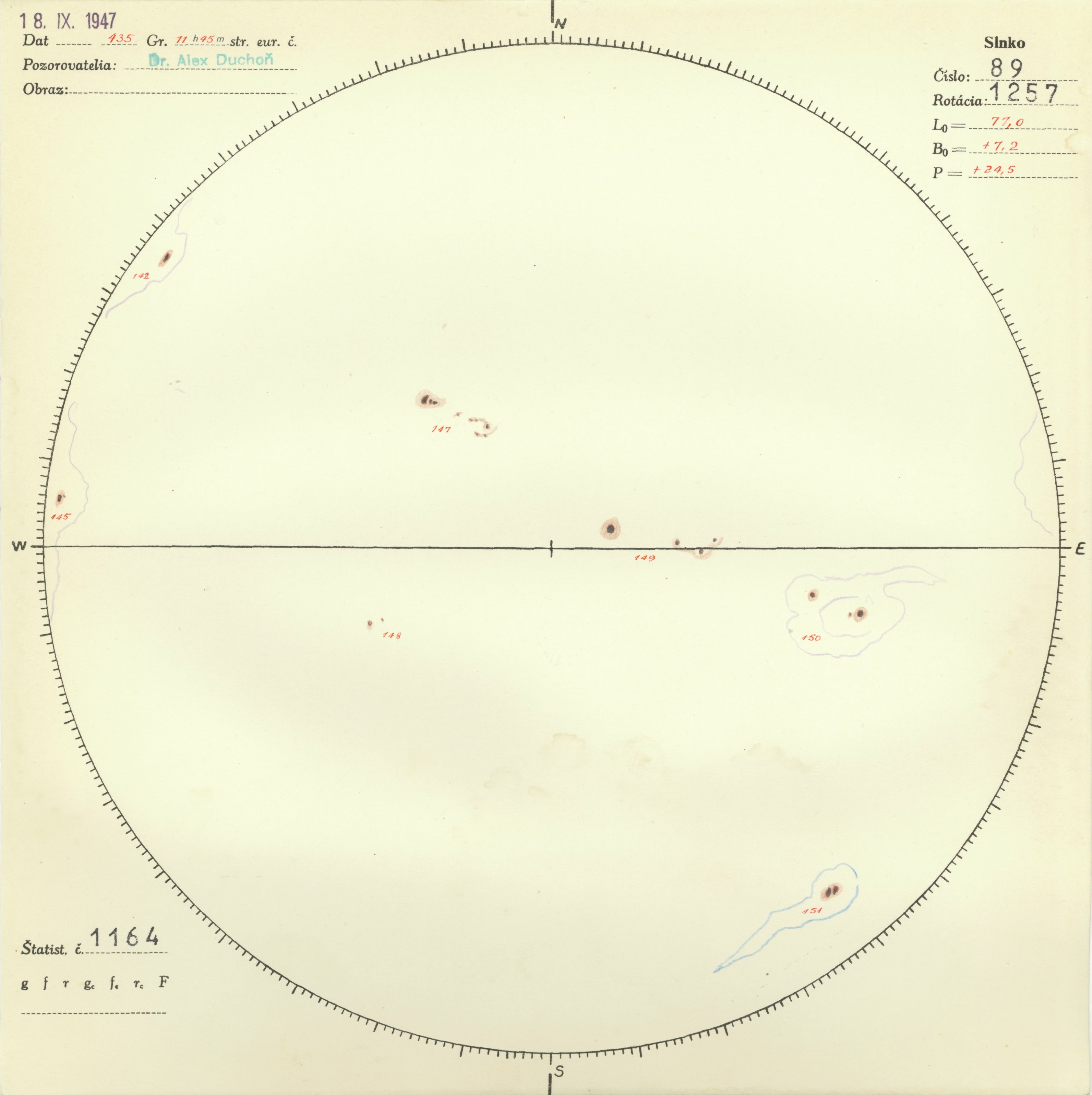 Obrázok zákresu Slnka na deň 18.09.1947