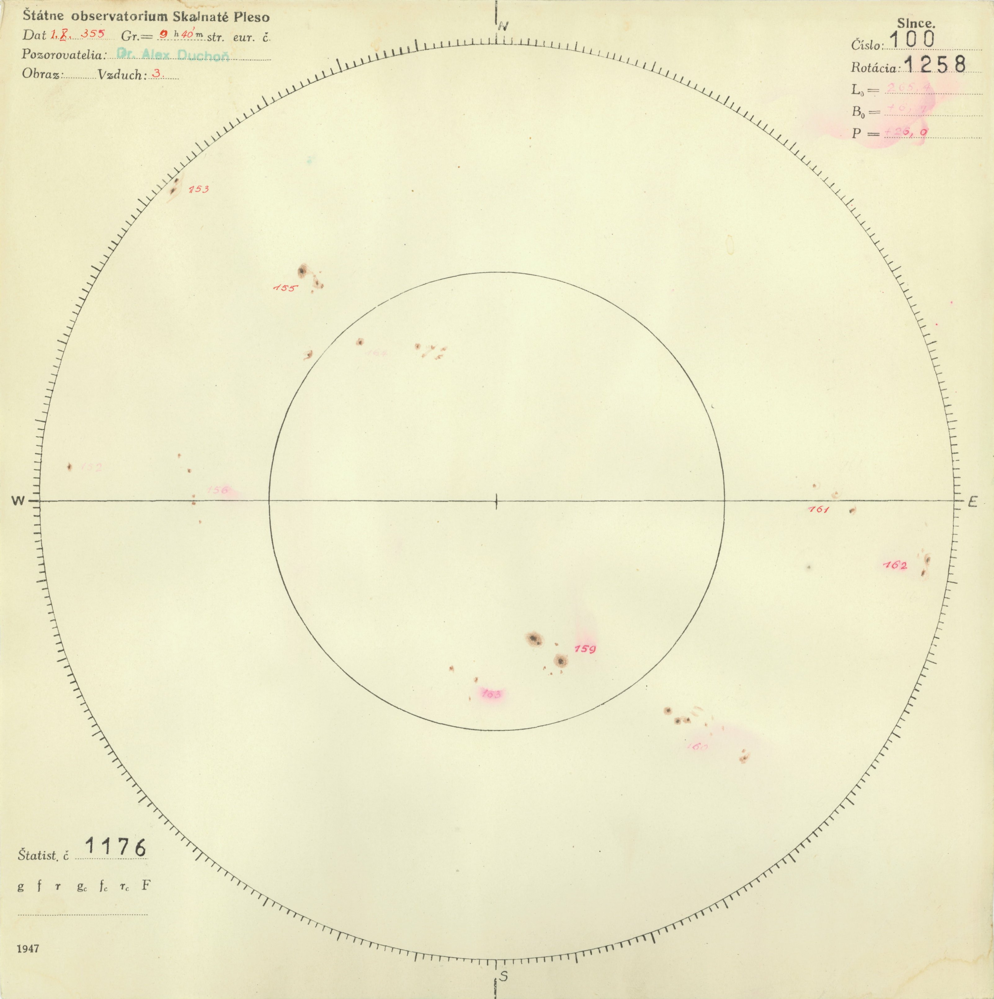 Obrázok zákresu Slnka na deň 01.10.1947