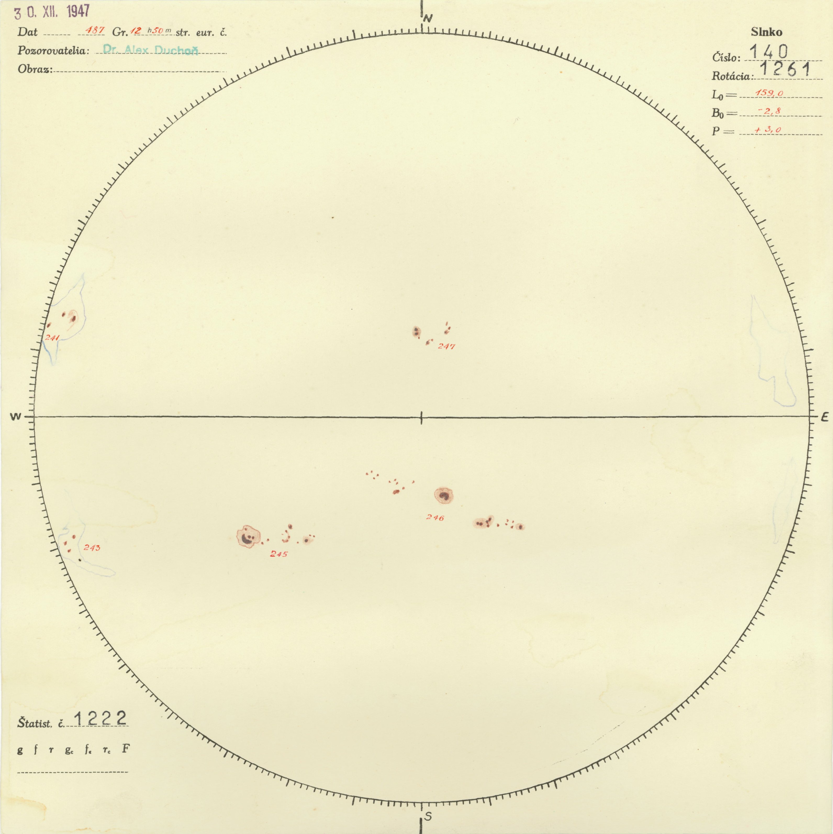Obrázok zákresu Slnka na deň 30.12.1947