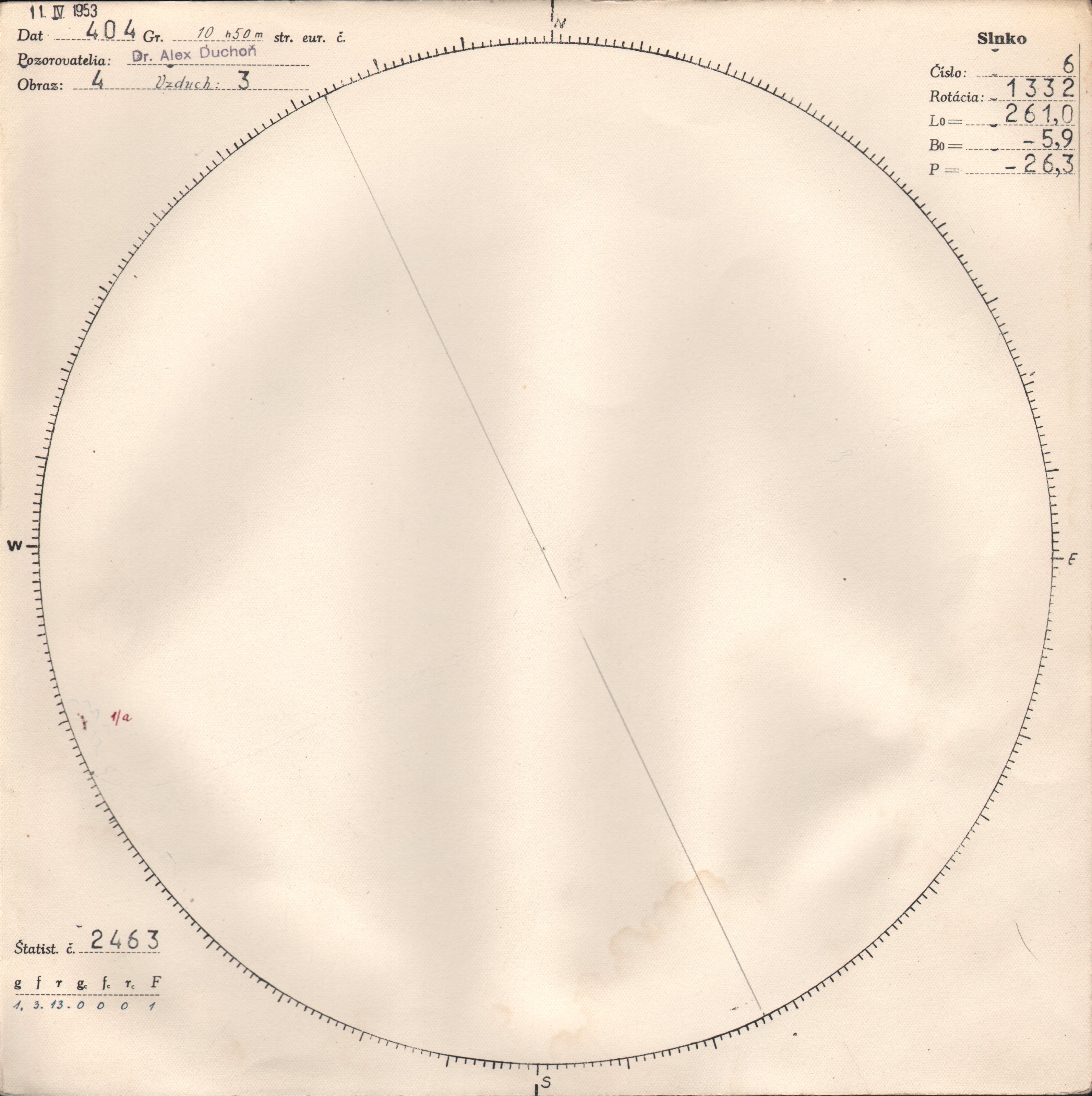 Obrázok zákresu Slnka na deň 11.04.1953