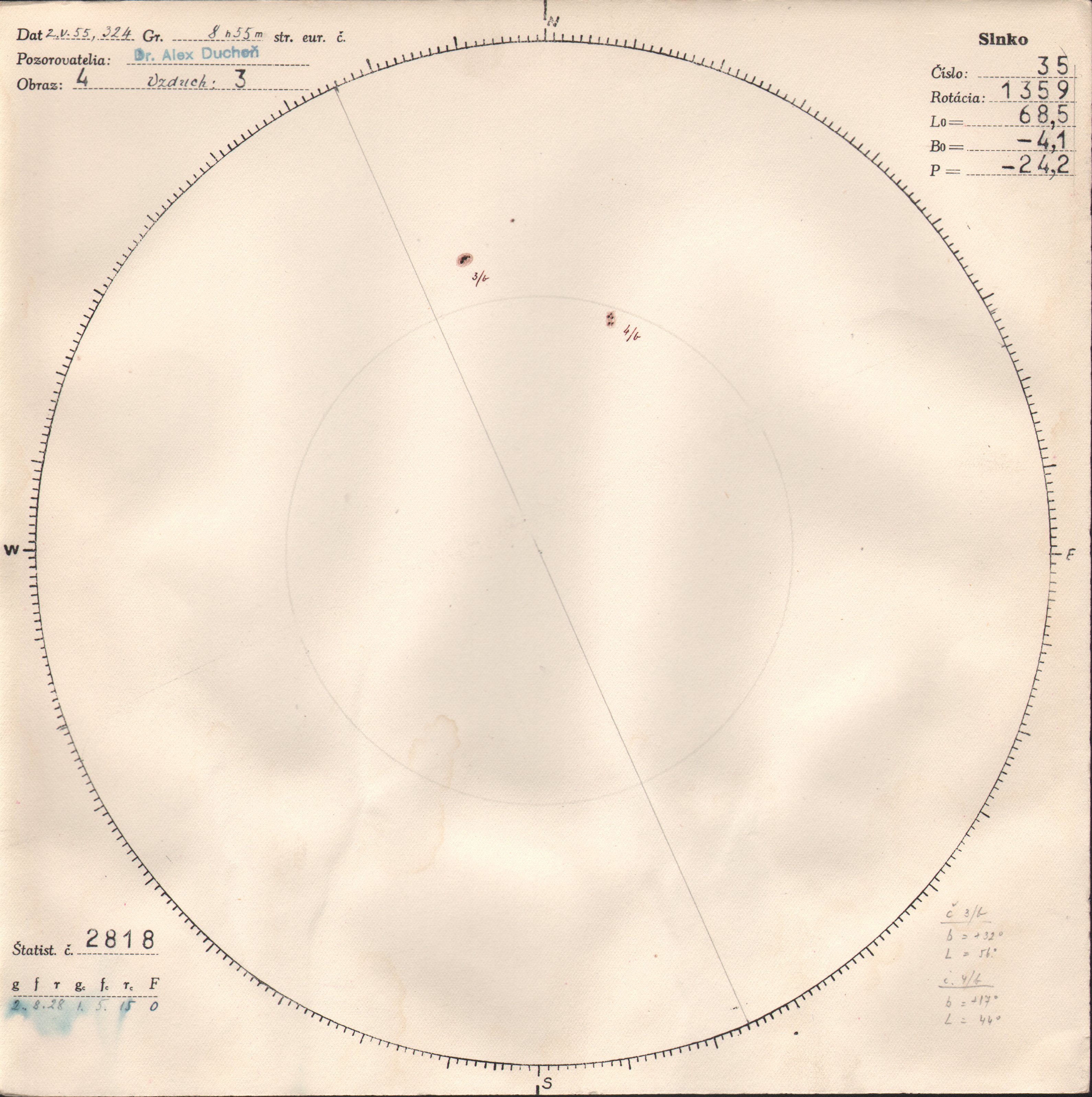 Obrázok zákresu Slnka na deň 02.05.1955