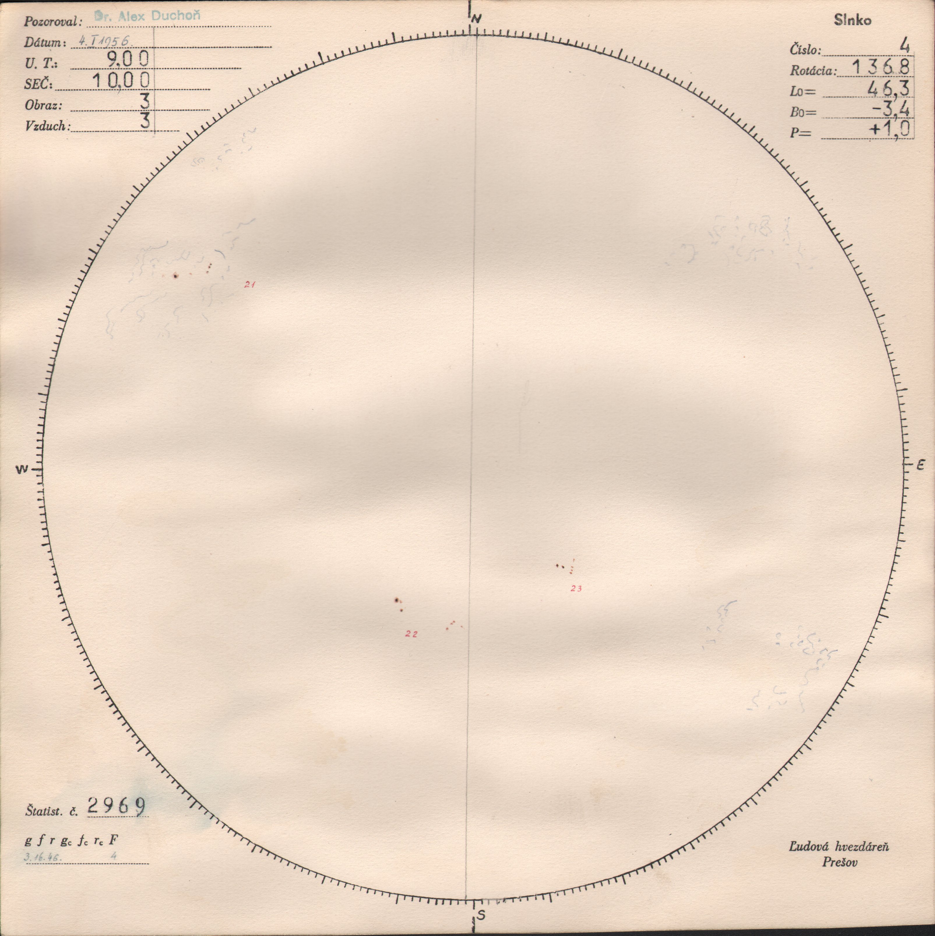 Obrázok zákresu Slnka na deň 04.01.1956