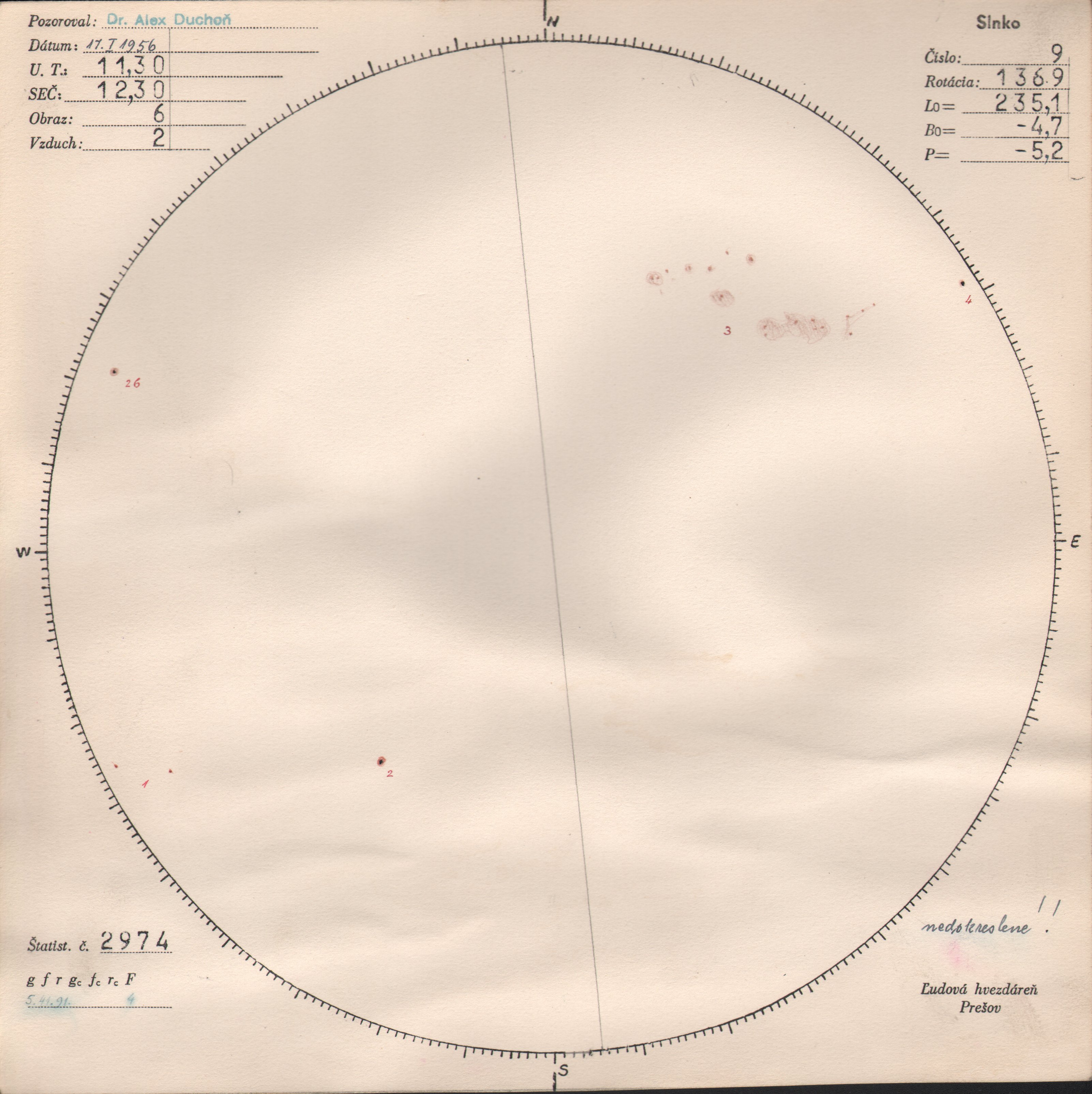 Obrázok zákresu Slnka na deň 17.01.1956