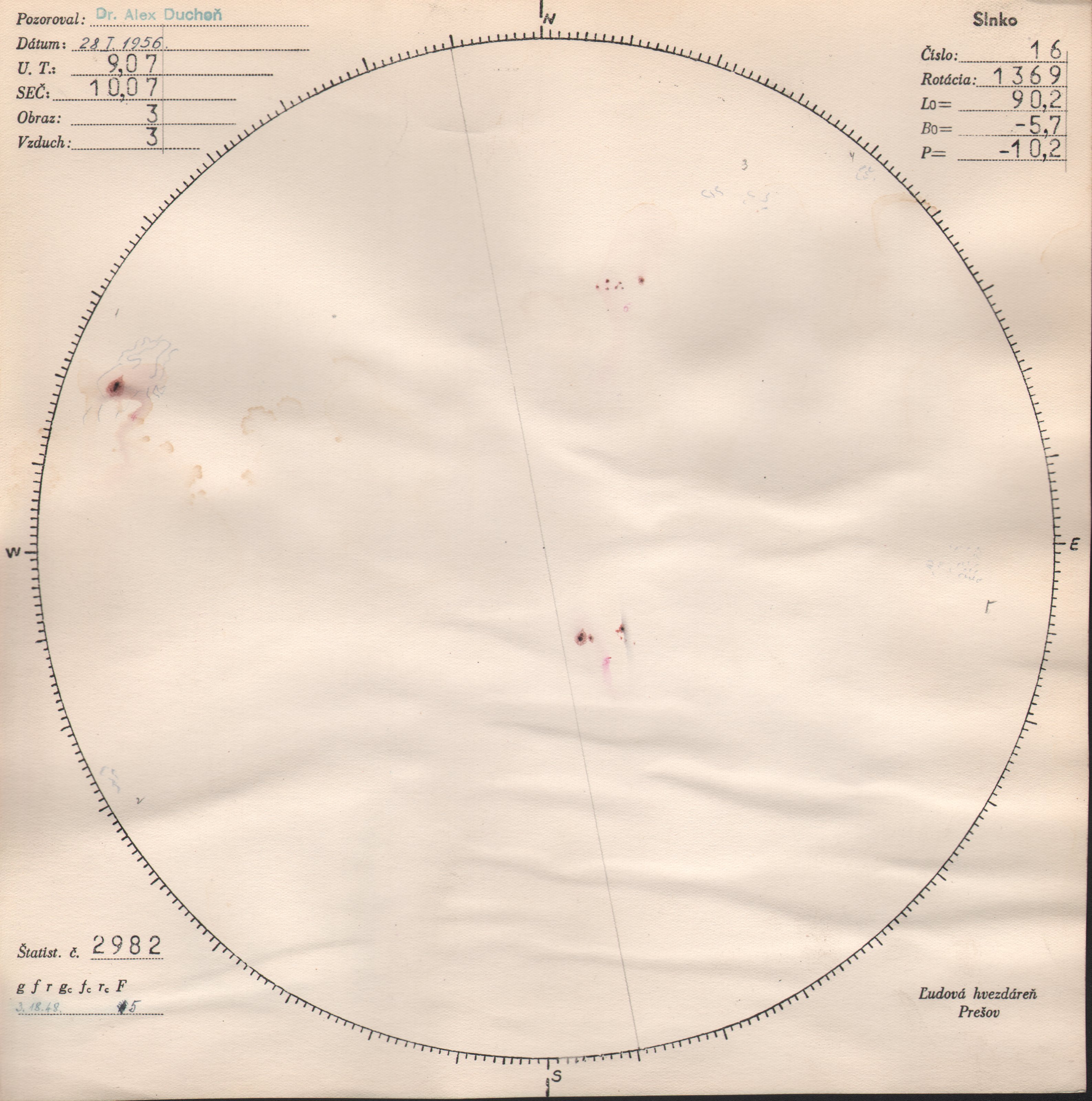 Obrázok zákresu Slnka na deň 28.01.1956