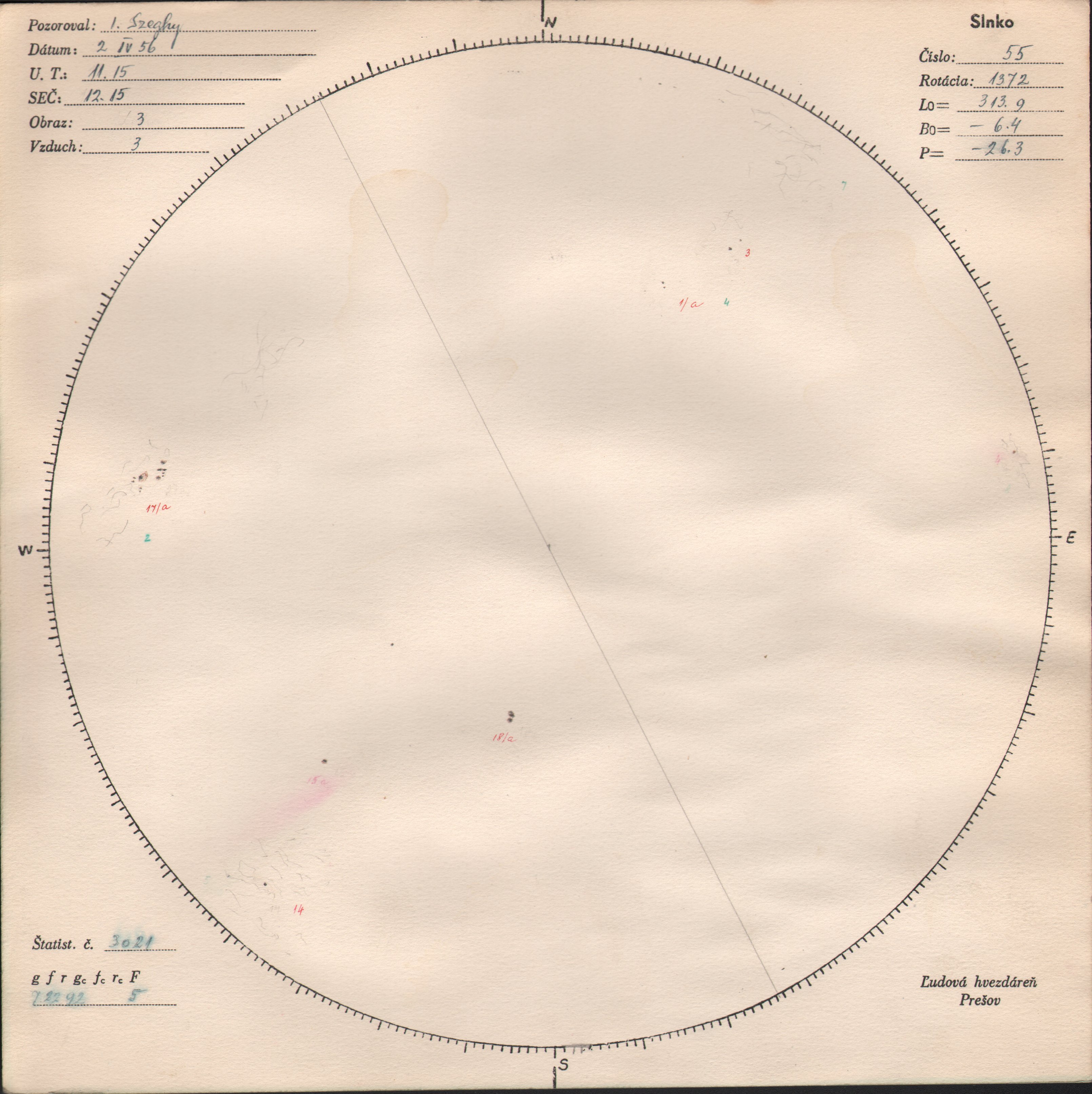 Obrázok zákresu Slnka na deň 02.04.1956