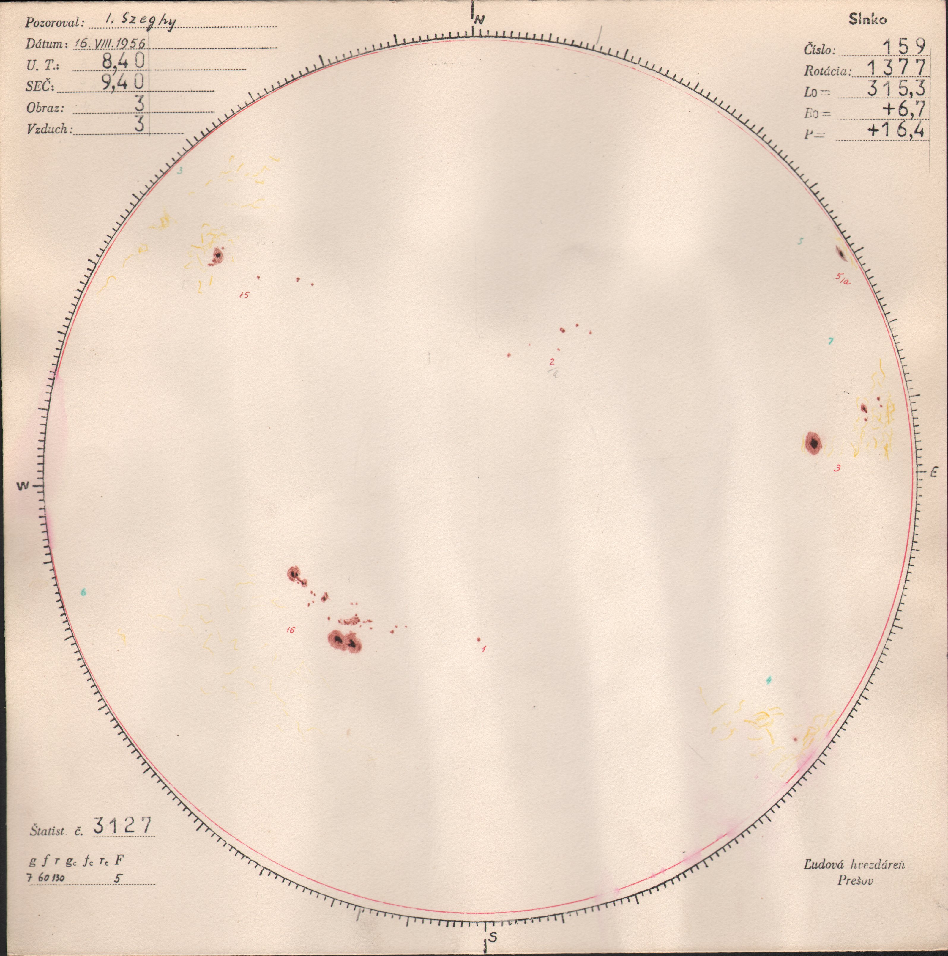 Obrázok zákresu Slnka na deň 16.08.1956