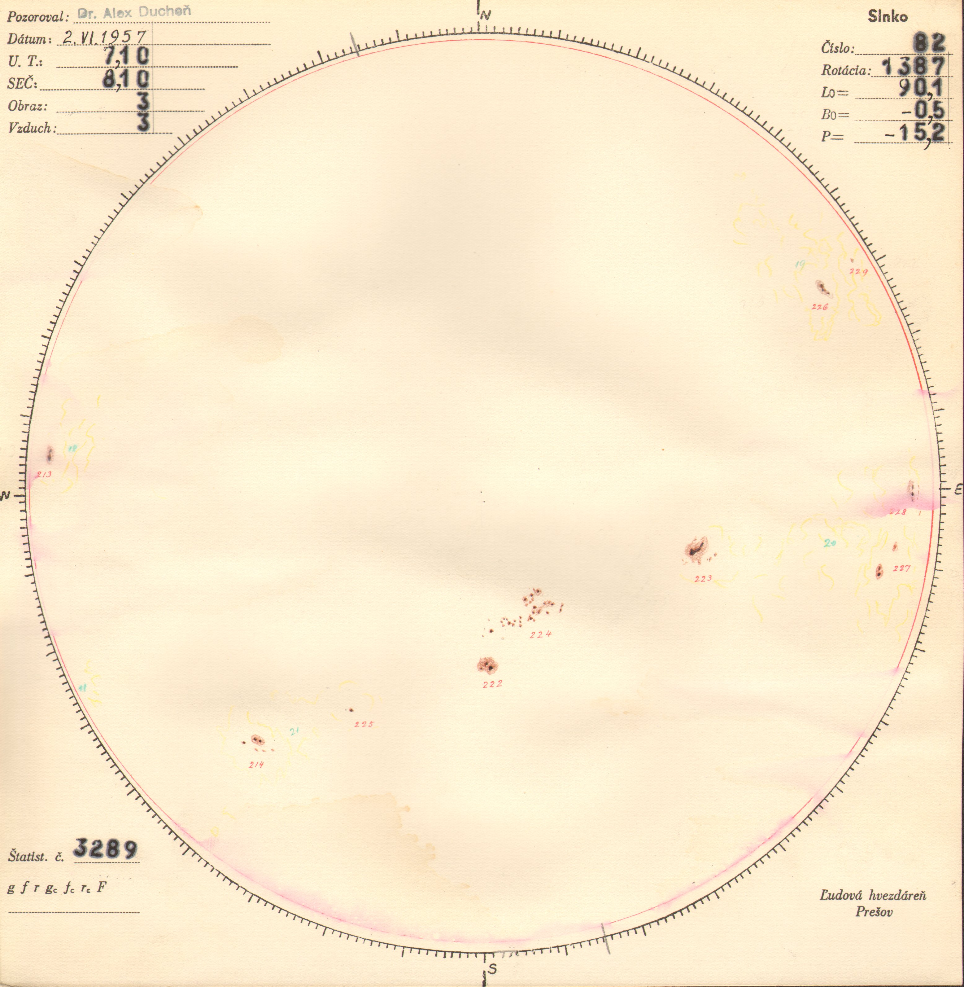 Obrázok zákresu Slnka na deň 02.06.1957