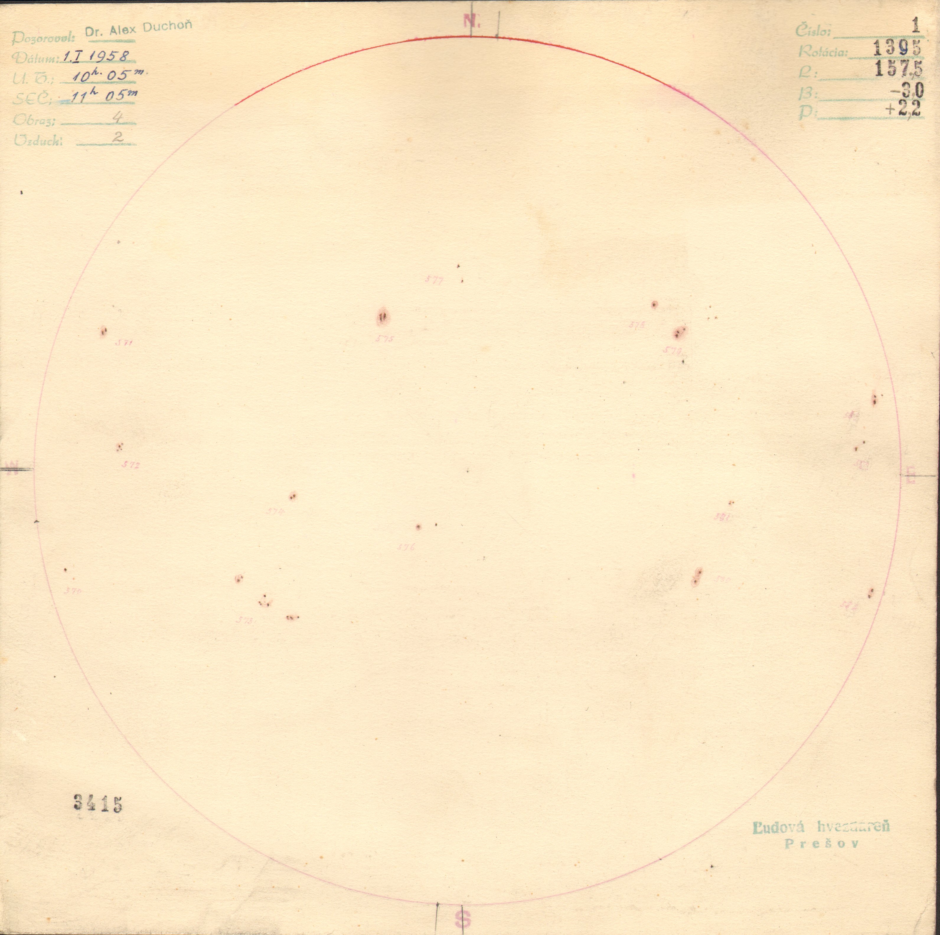 Obrázok zákresu Slnka na deň 01.01.1958