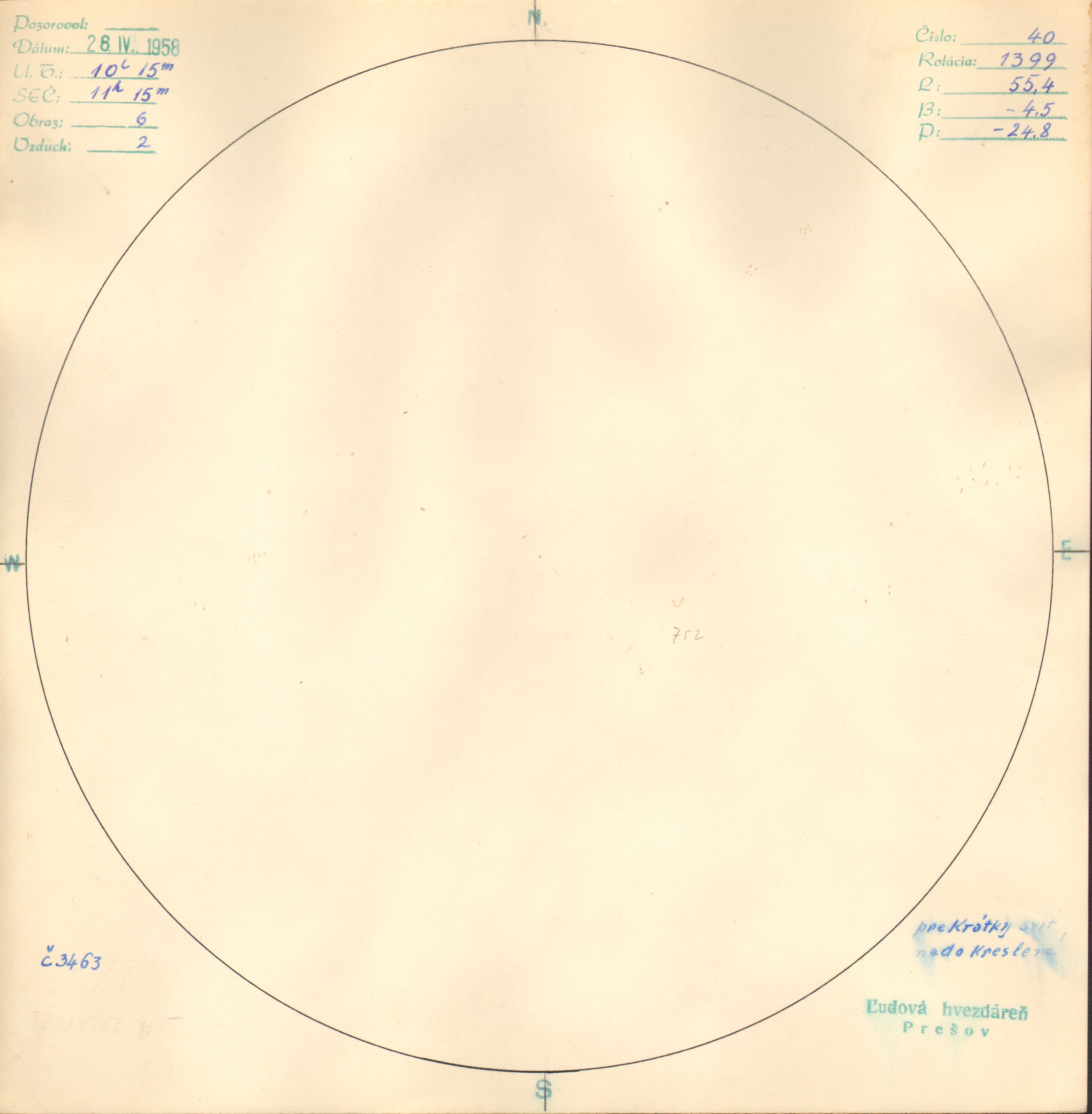 Obrázok zákresu Slnka na deň 28.04.1958