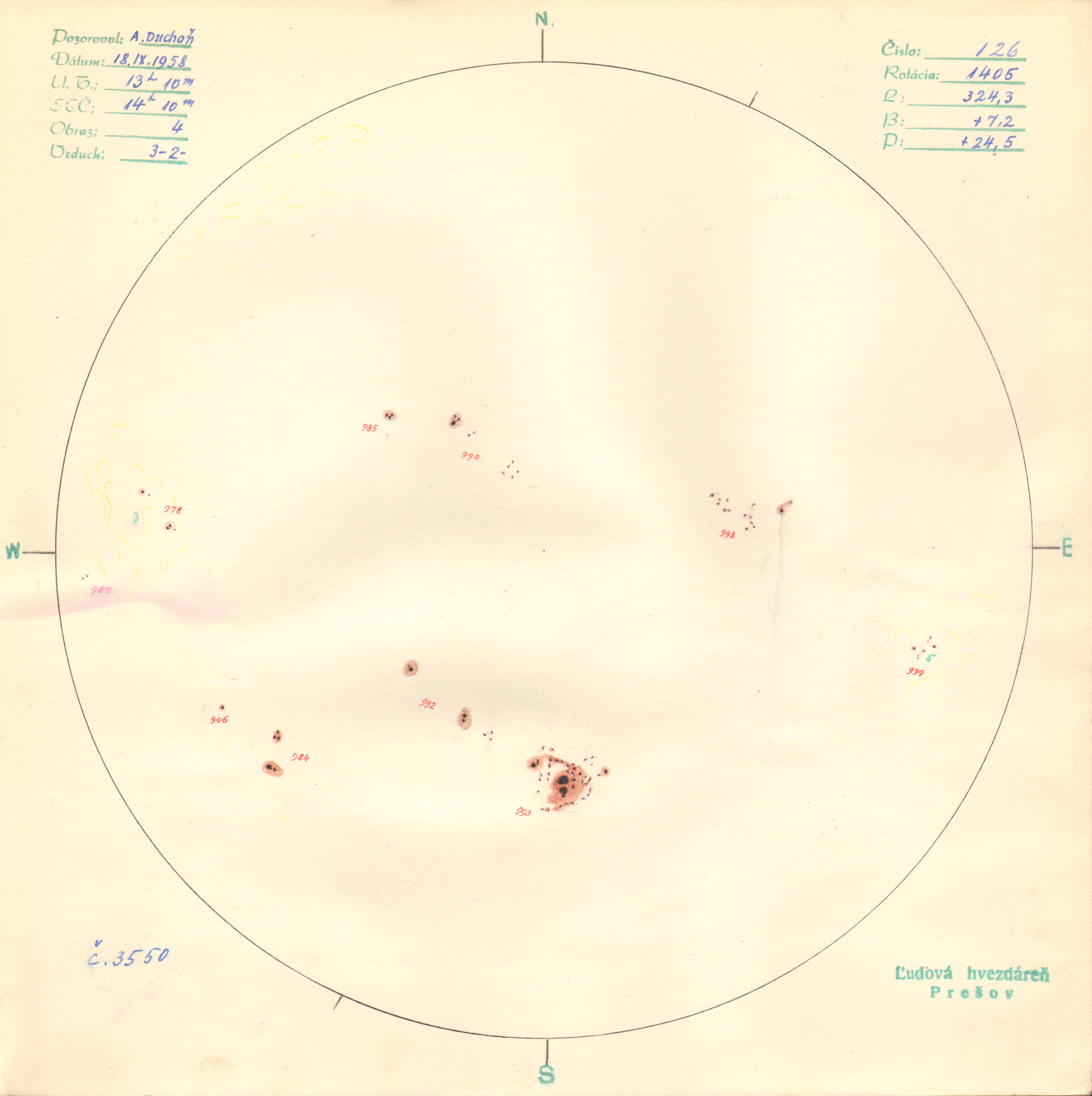 Obrázok zákresu Slnka na deň 18.09.1958