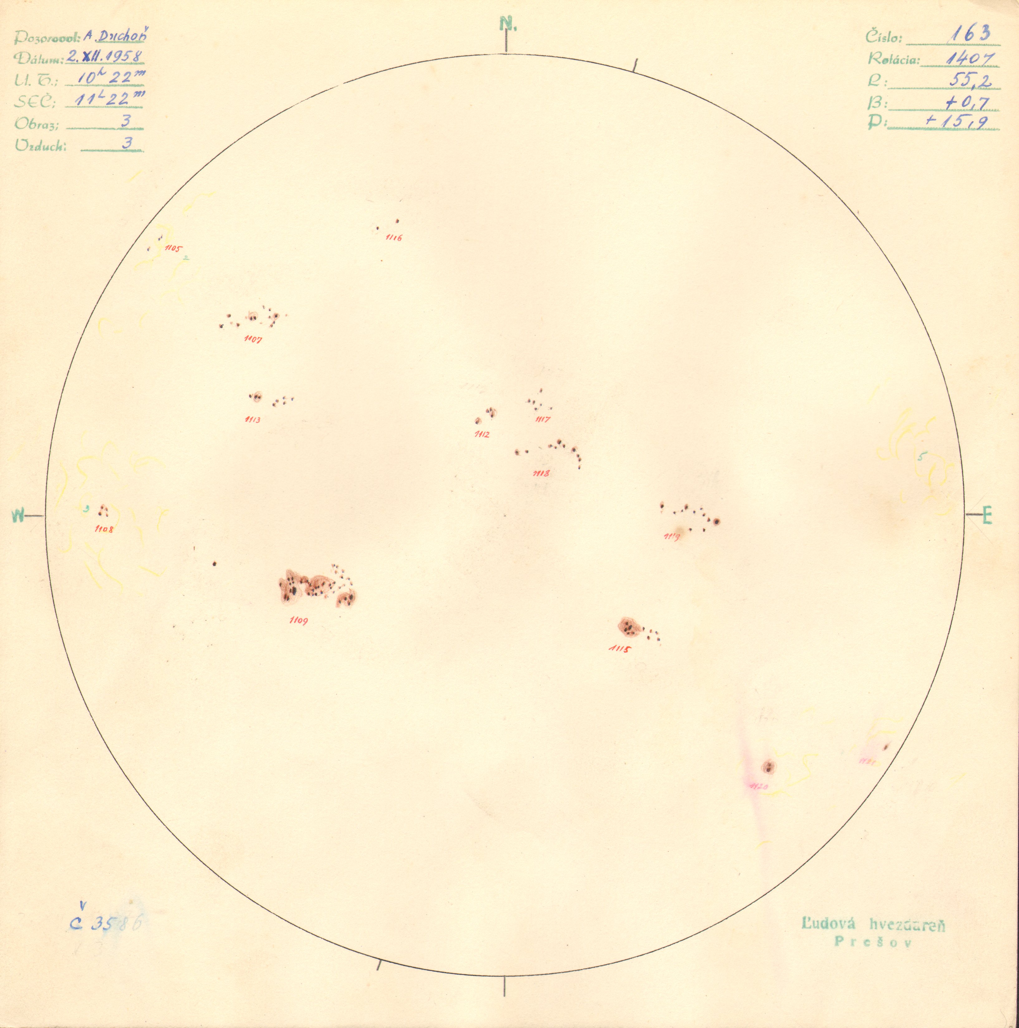 Obrázok zákresu Slnka na deň 02.12.1958