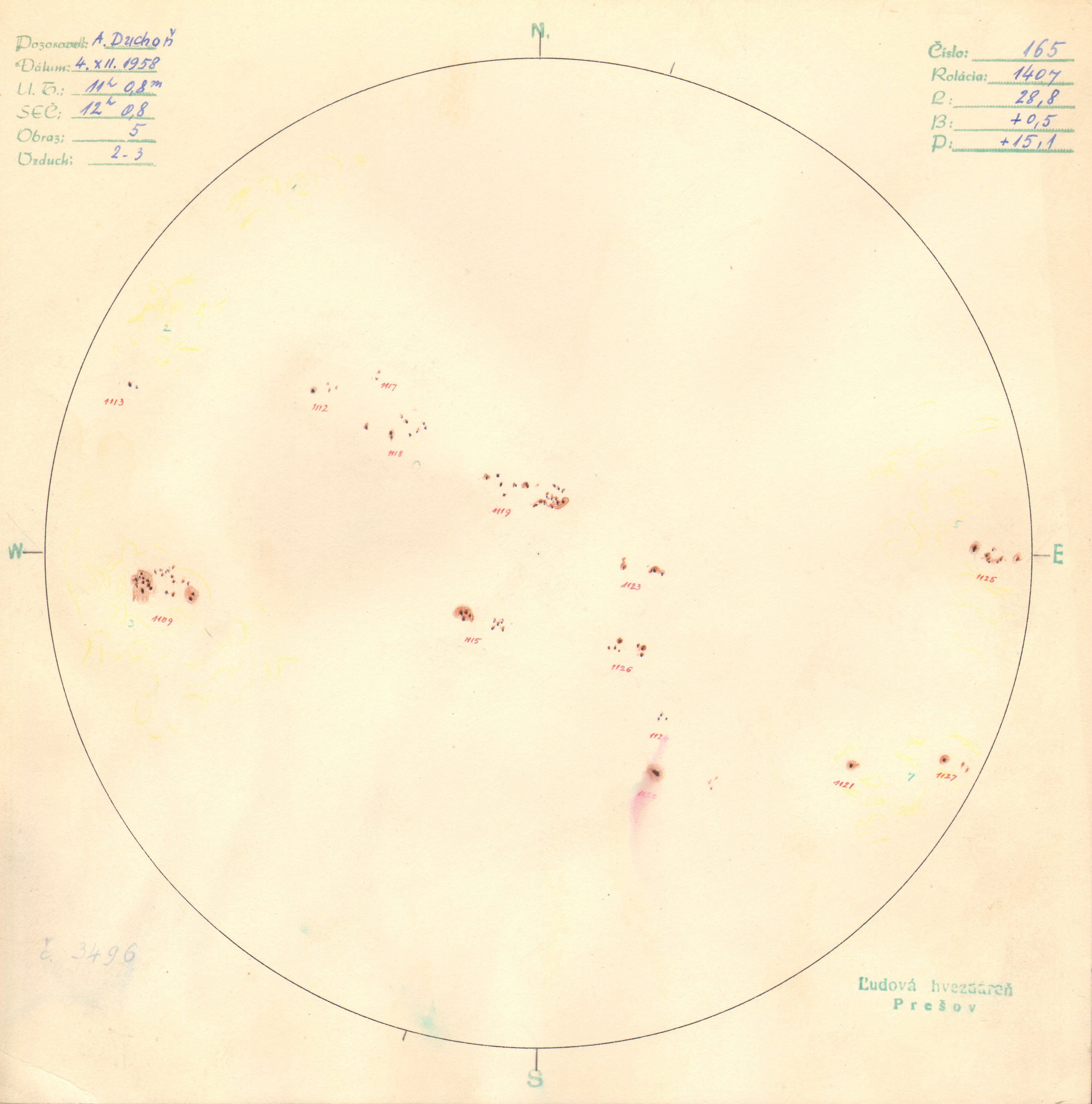 Obrázok zákresu Slnka na deň 04.12.1958