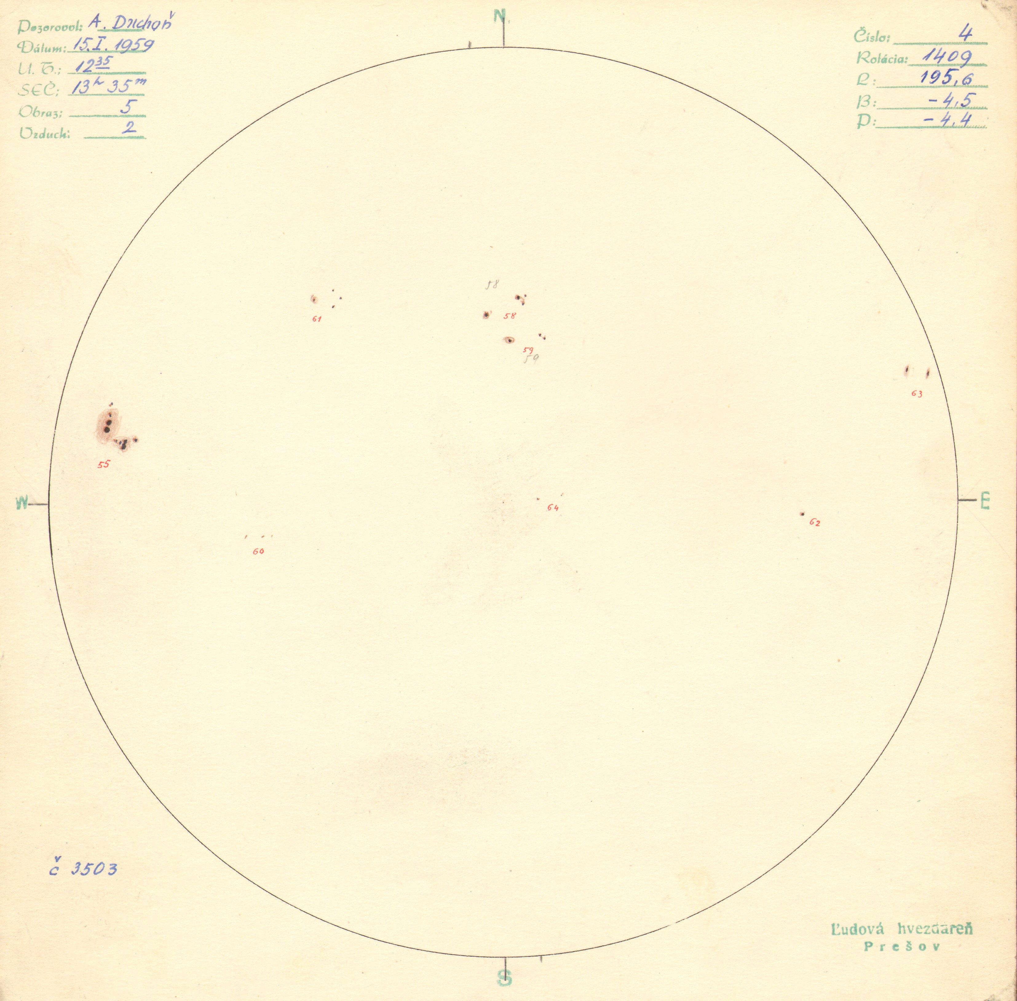 Obrázok zákresu Slnka na deň 15.01.1959