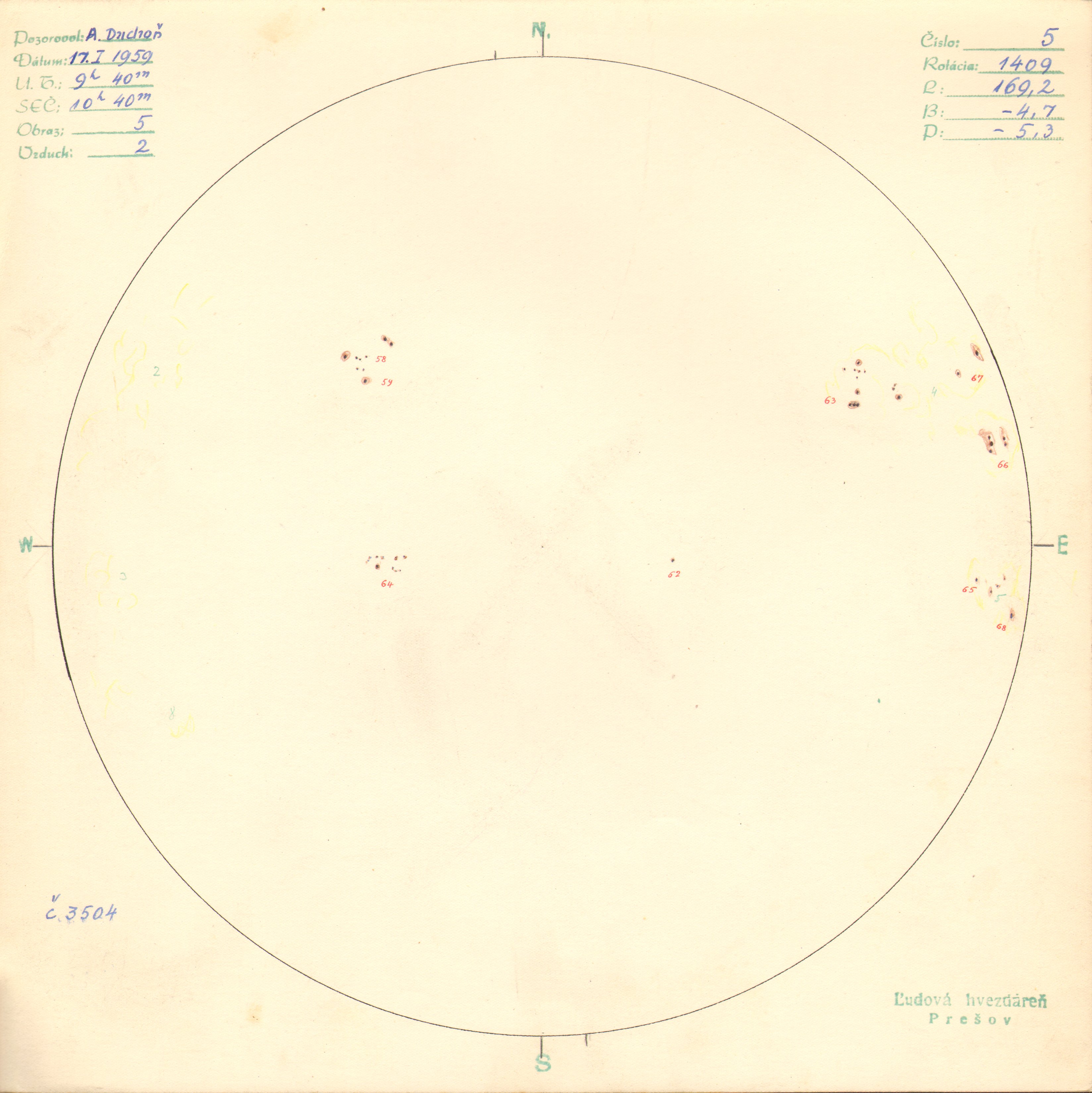 Obrázok zákresu Slnka na deň 17.01.1959