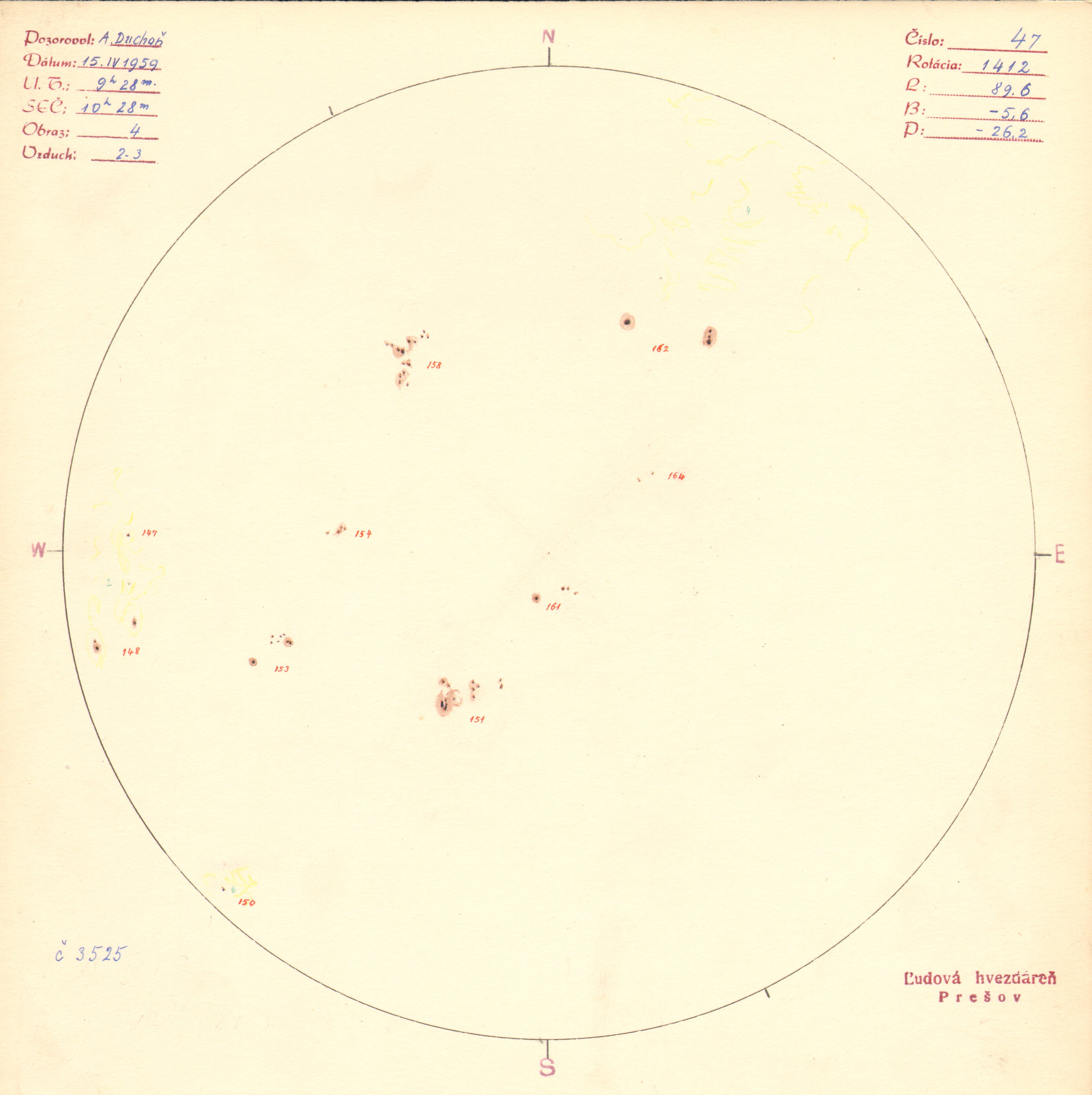 Obrázok zákresu Slnka na deň 15.04.1959