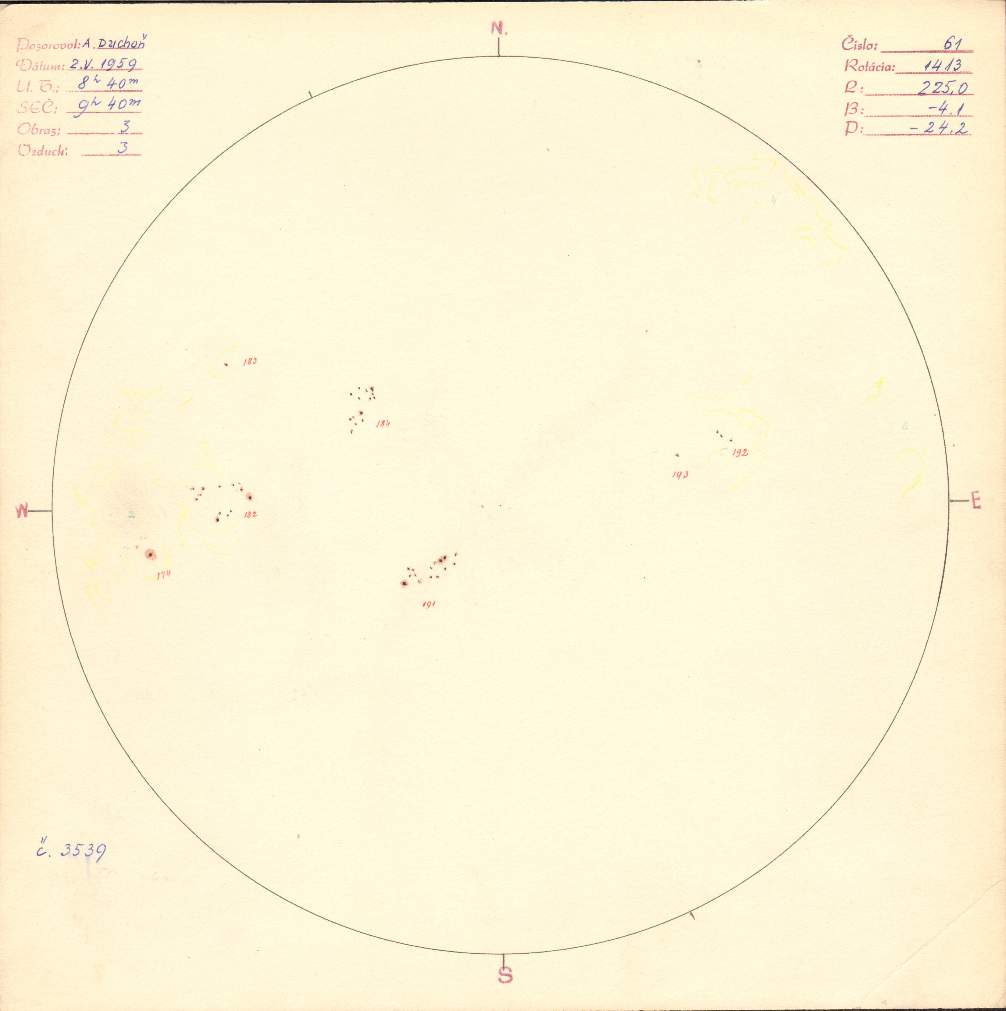 Obrázok zákresu Slnka na deň 02.05.1959