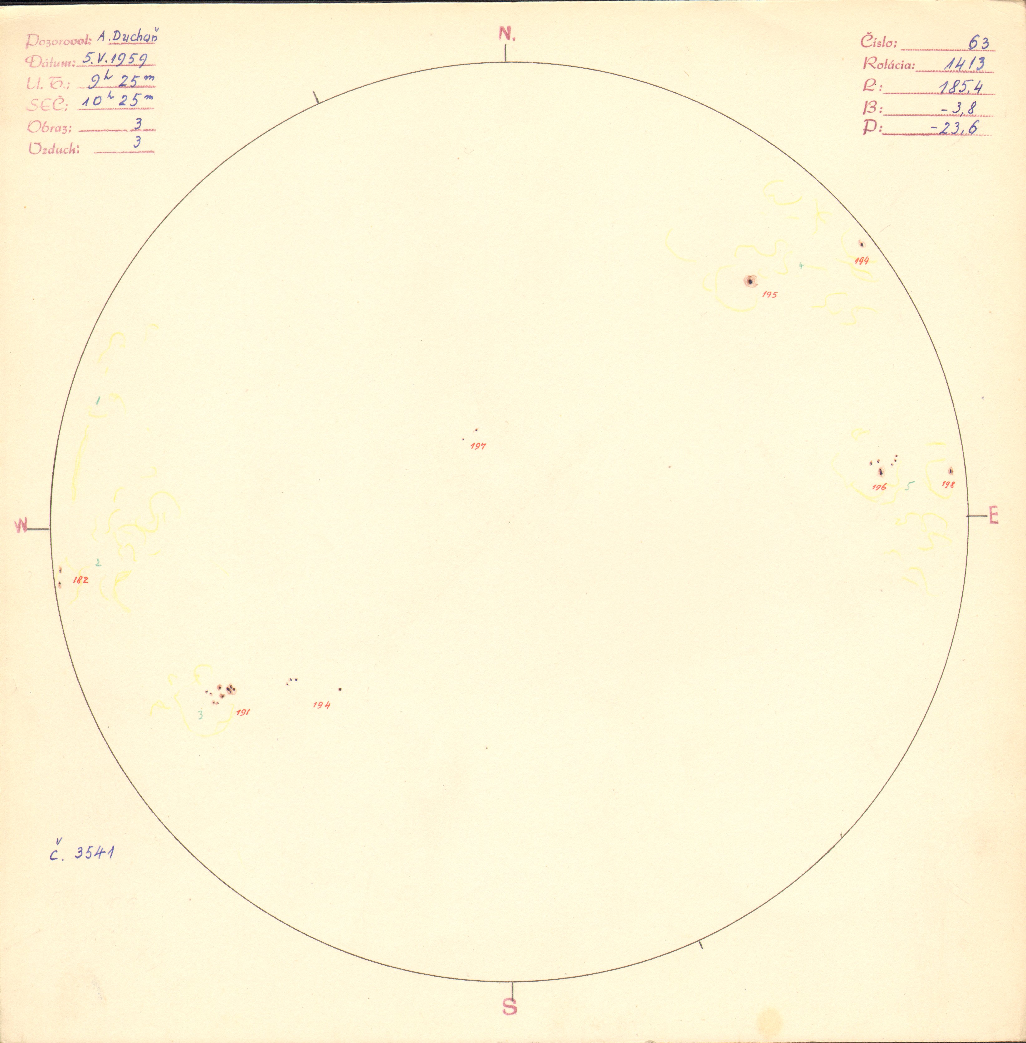 Obrázok zákresu Slnka na deň 05.05.1959