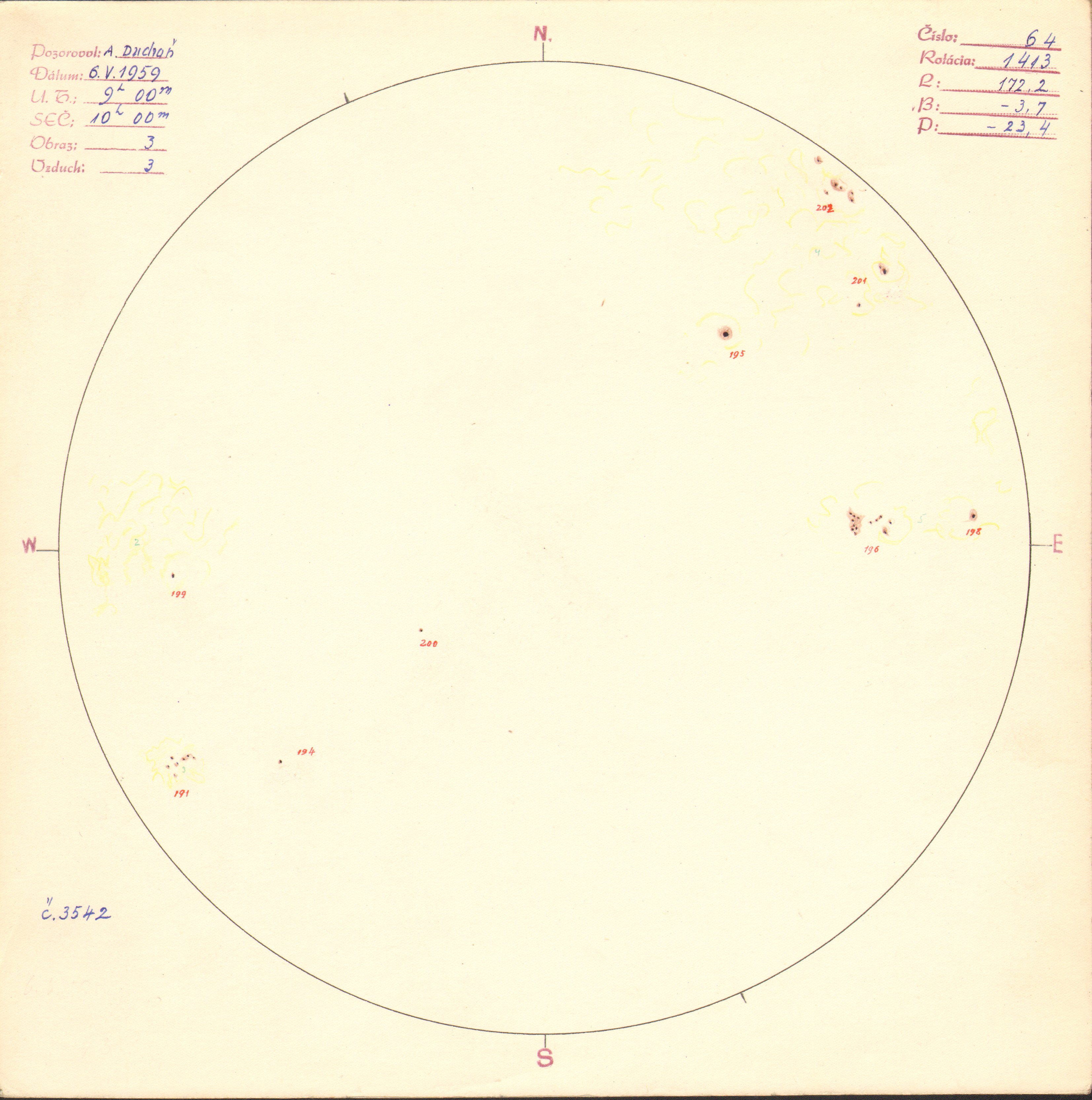Obrázok zákresu Slnka na deň 06.05.1959