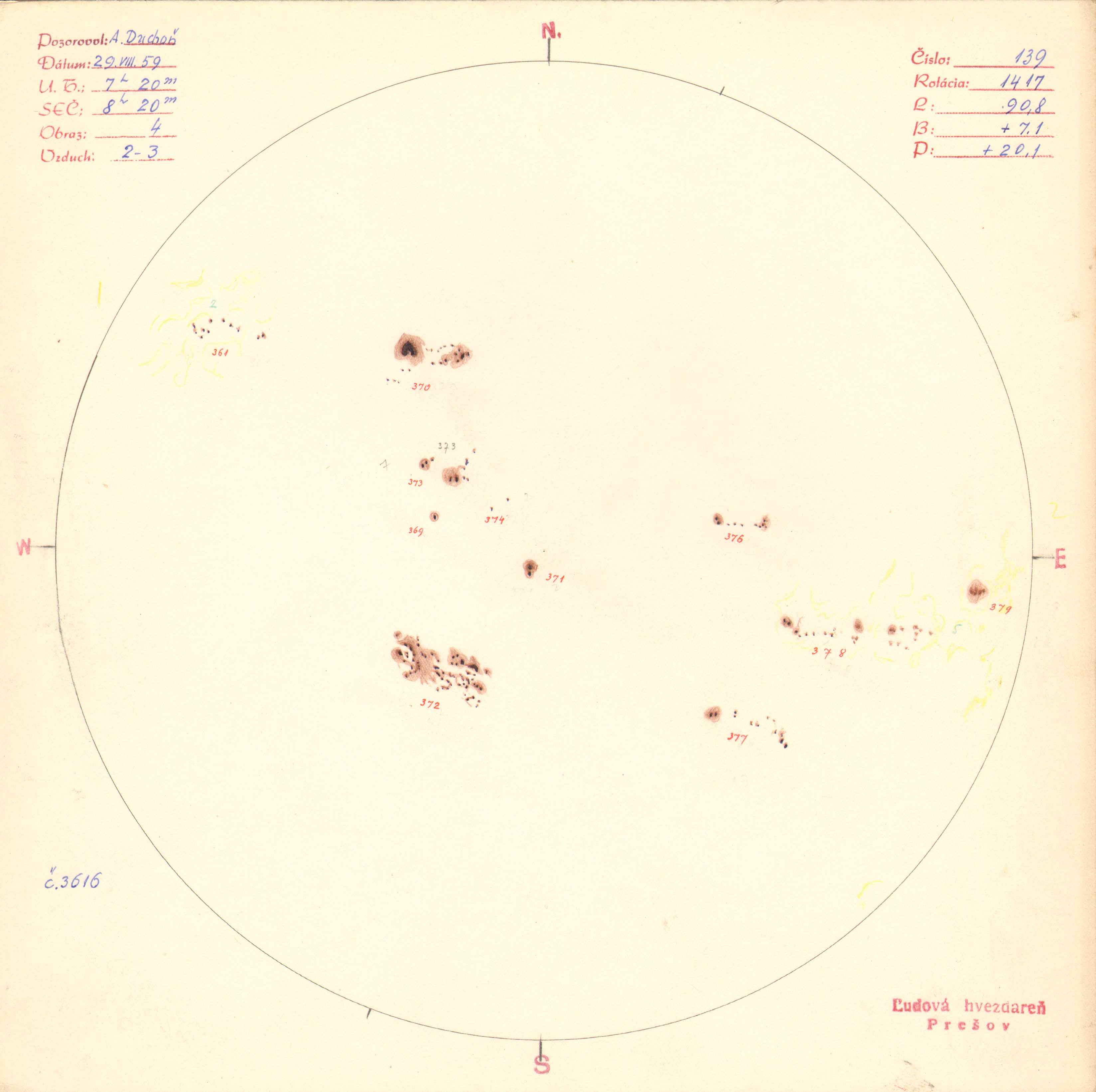 Obrázok zákresu Slnka na deň 29.08.1959