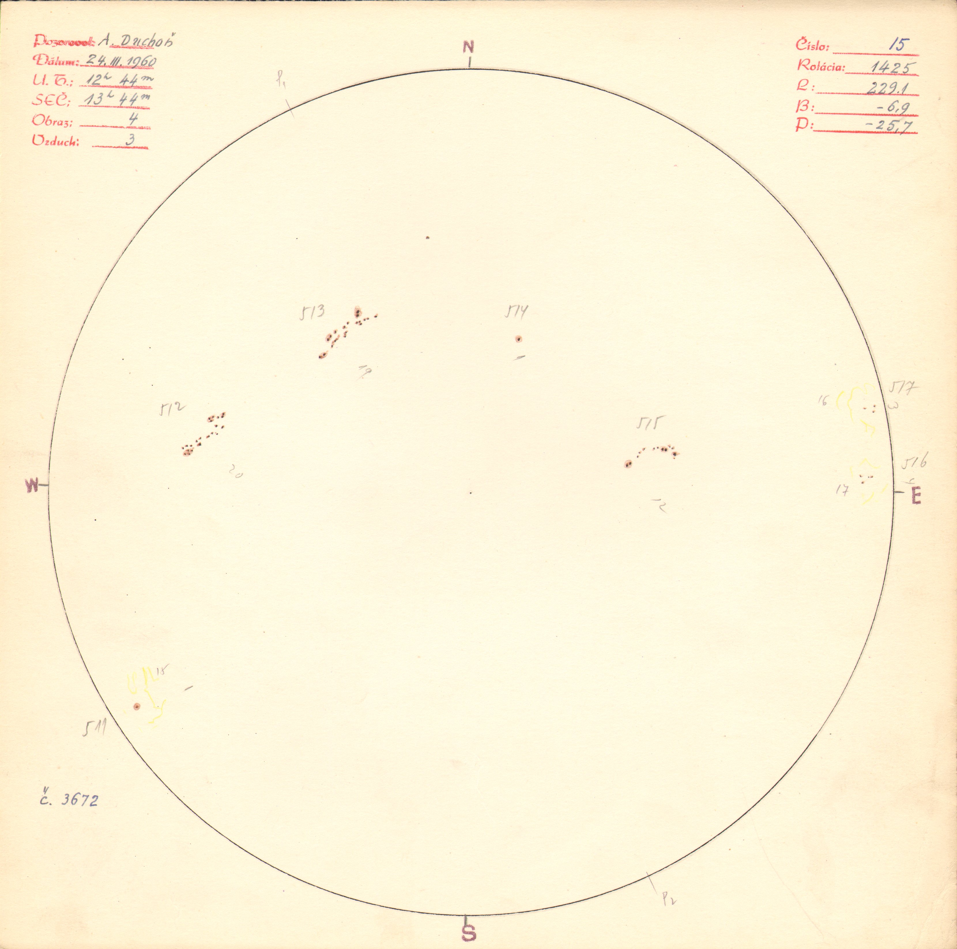 Obrázok zákresu Slnka na deň 24.03.1960