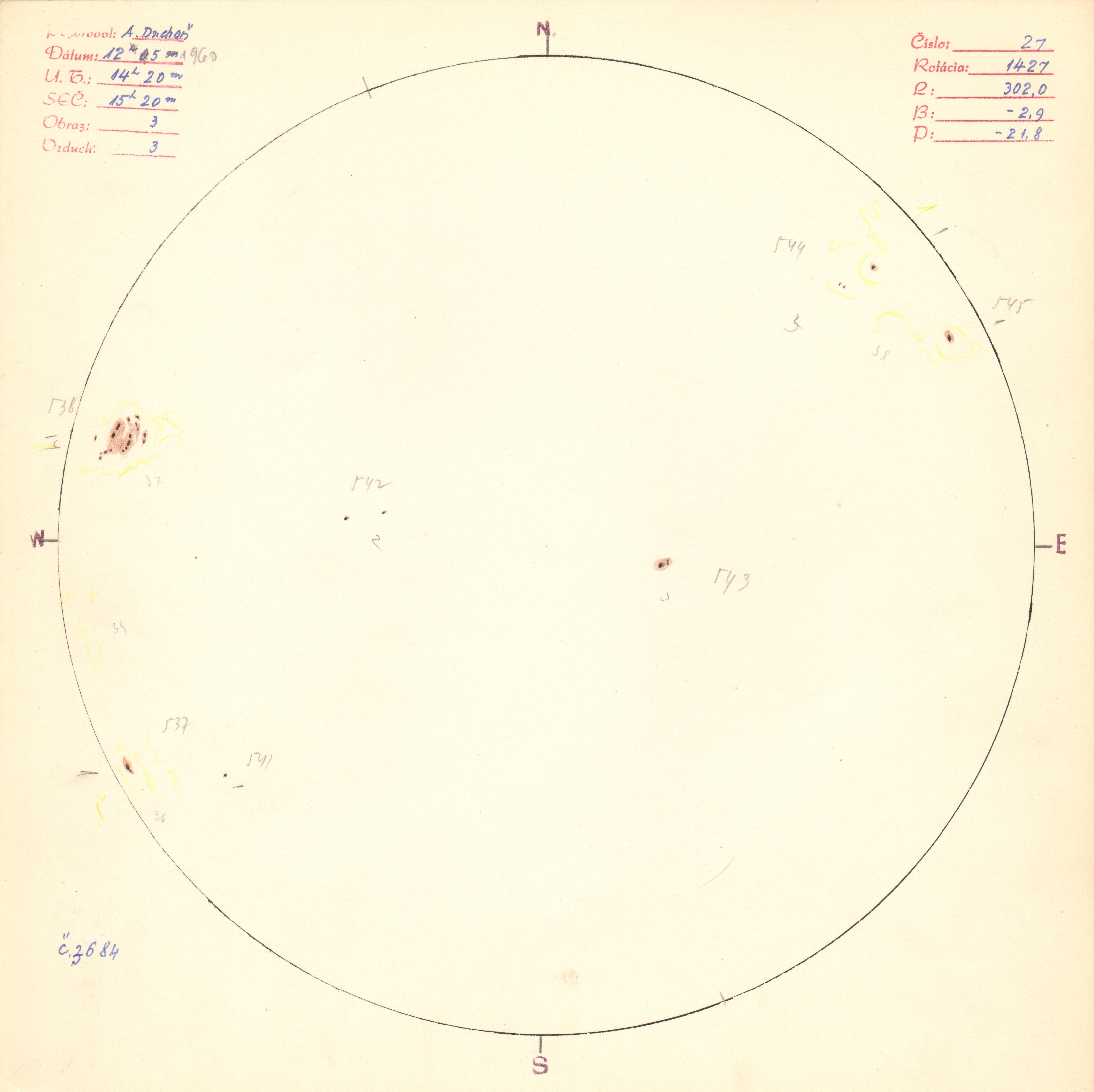 Obrázok zákresu Slnka na deň 12.05.1960