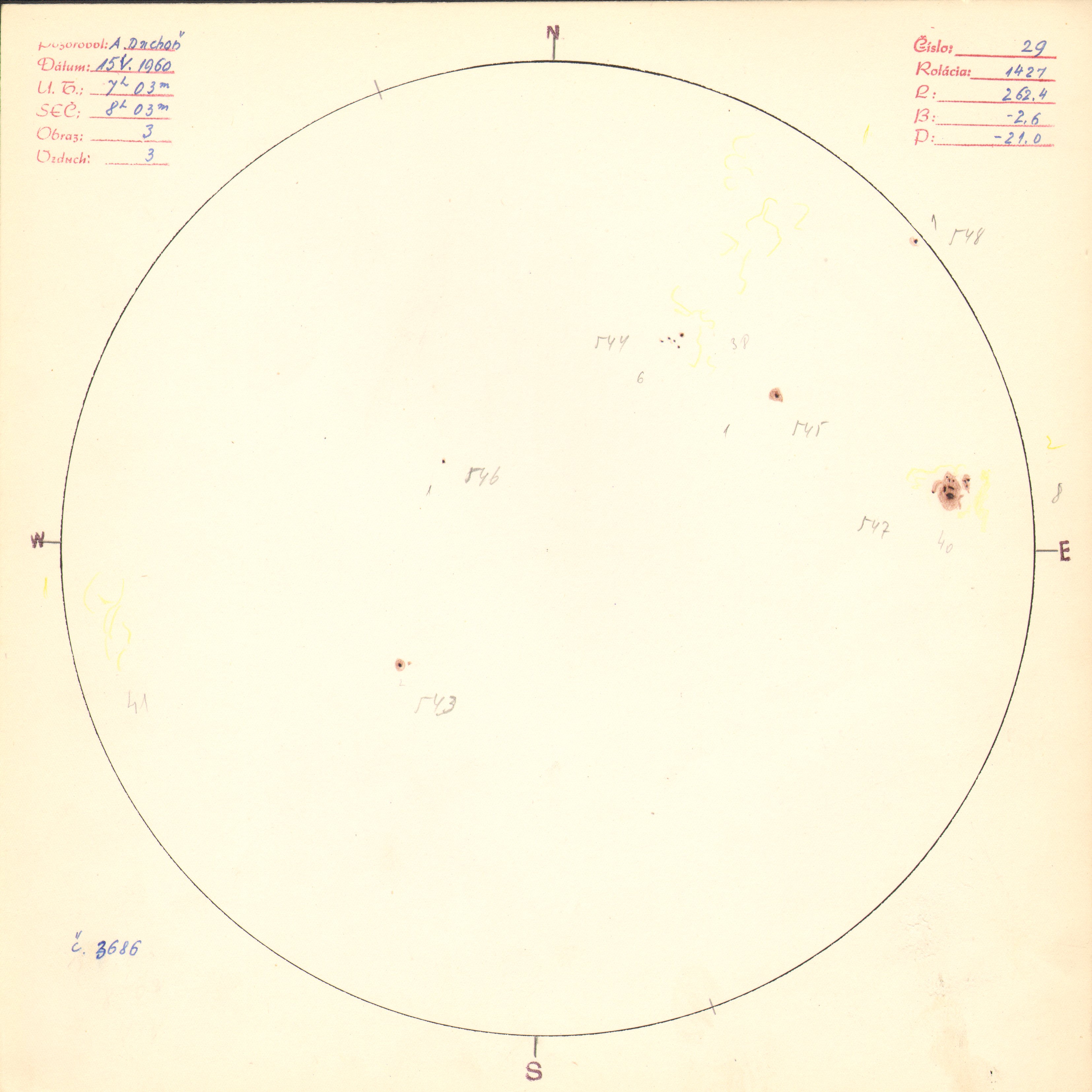 Obrázok zákresu Slnka na deň 15.05.1960