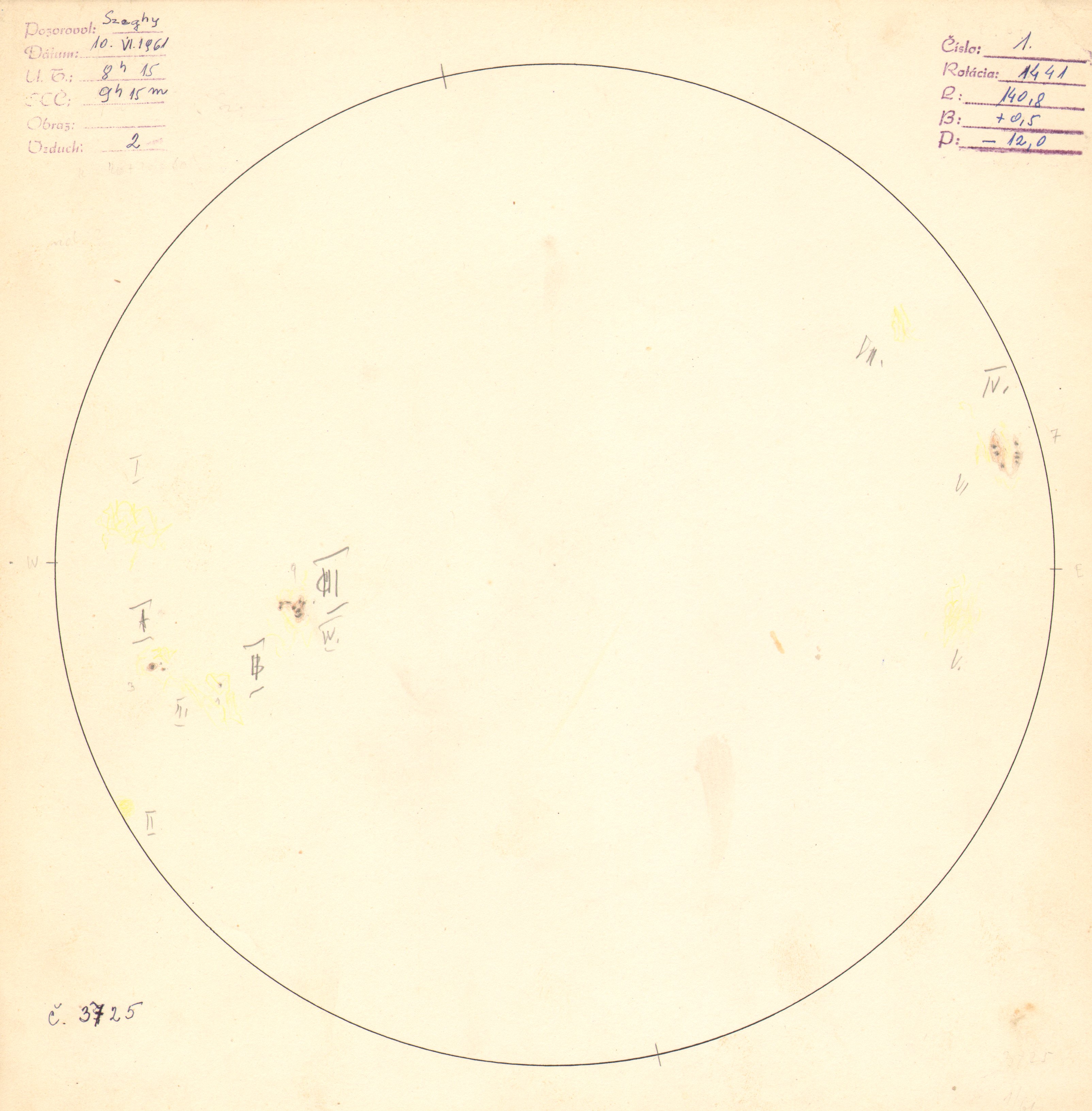 Obrázok zákresu Slnka na deň 10.06.1961
