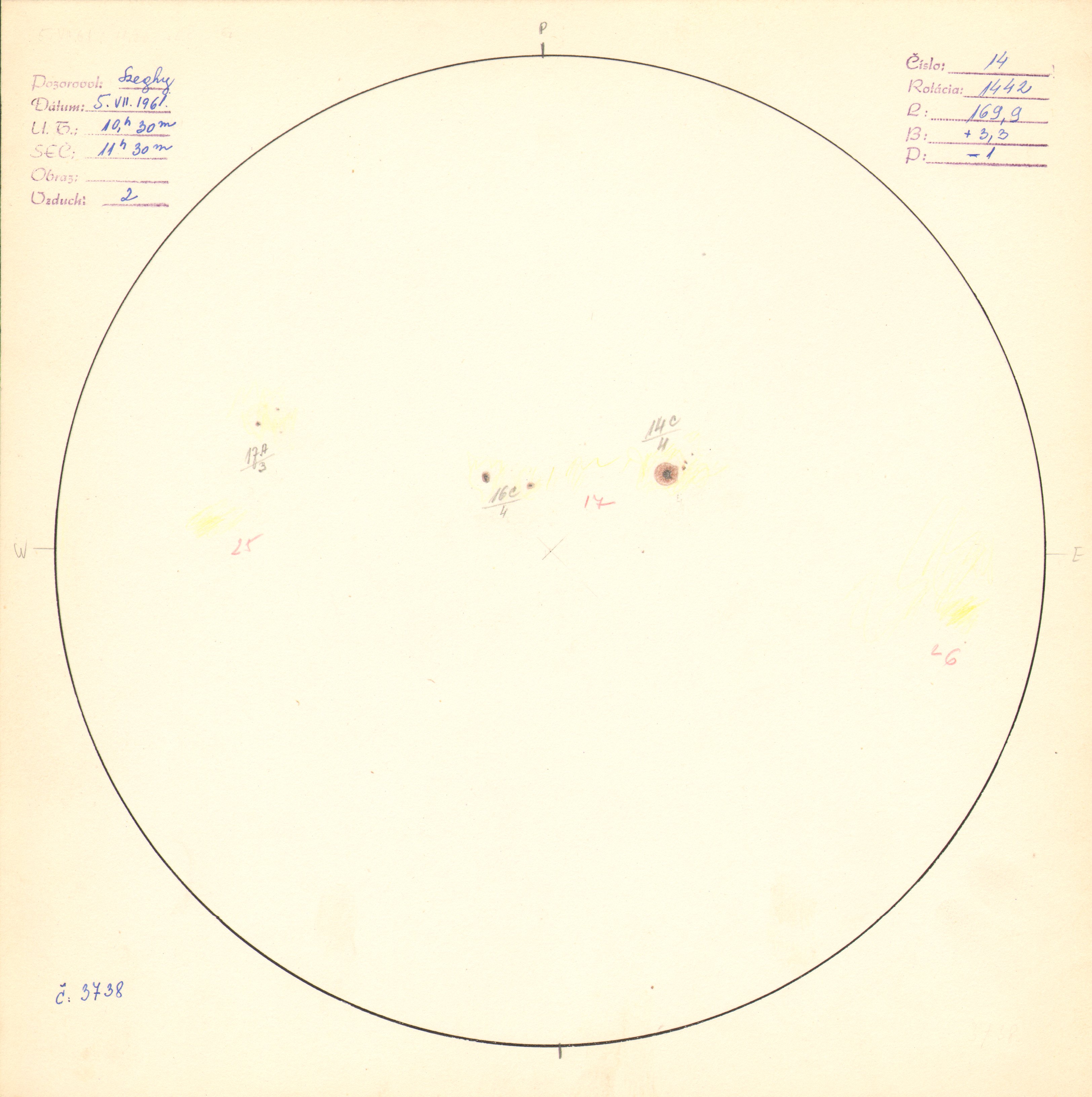 Obrázok zákresu Slnka na deň 05.07.1961