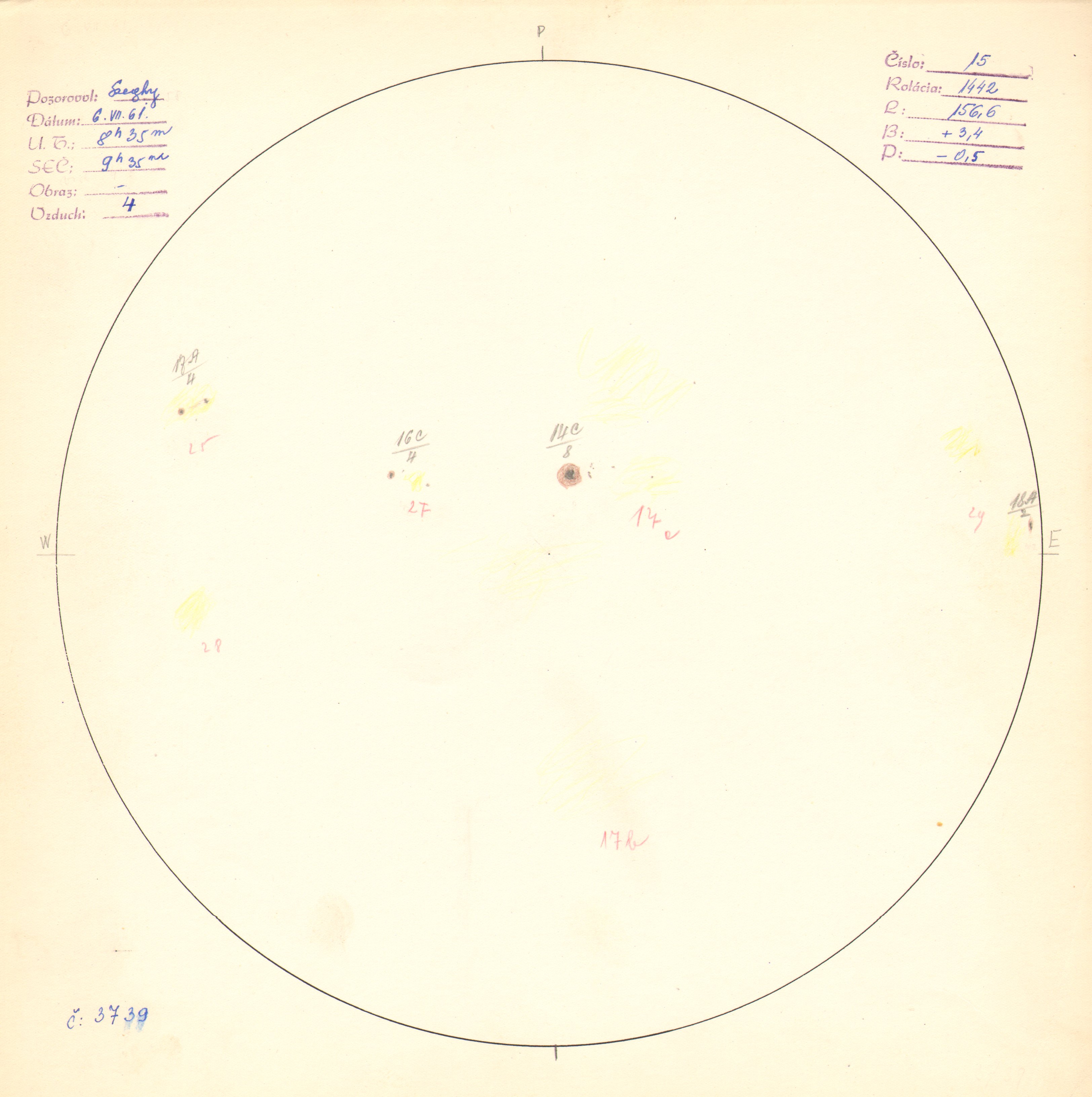 Obrázok zákresu Slnka na deň 06.07.1961