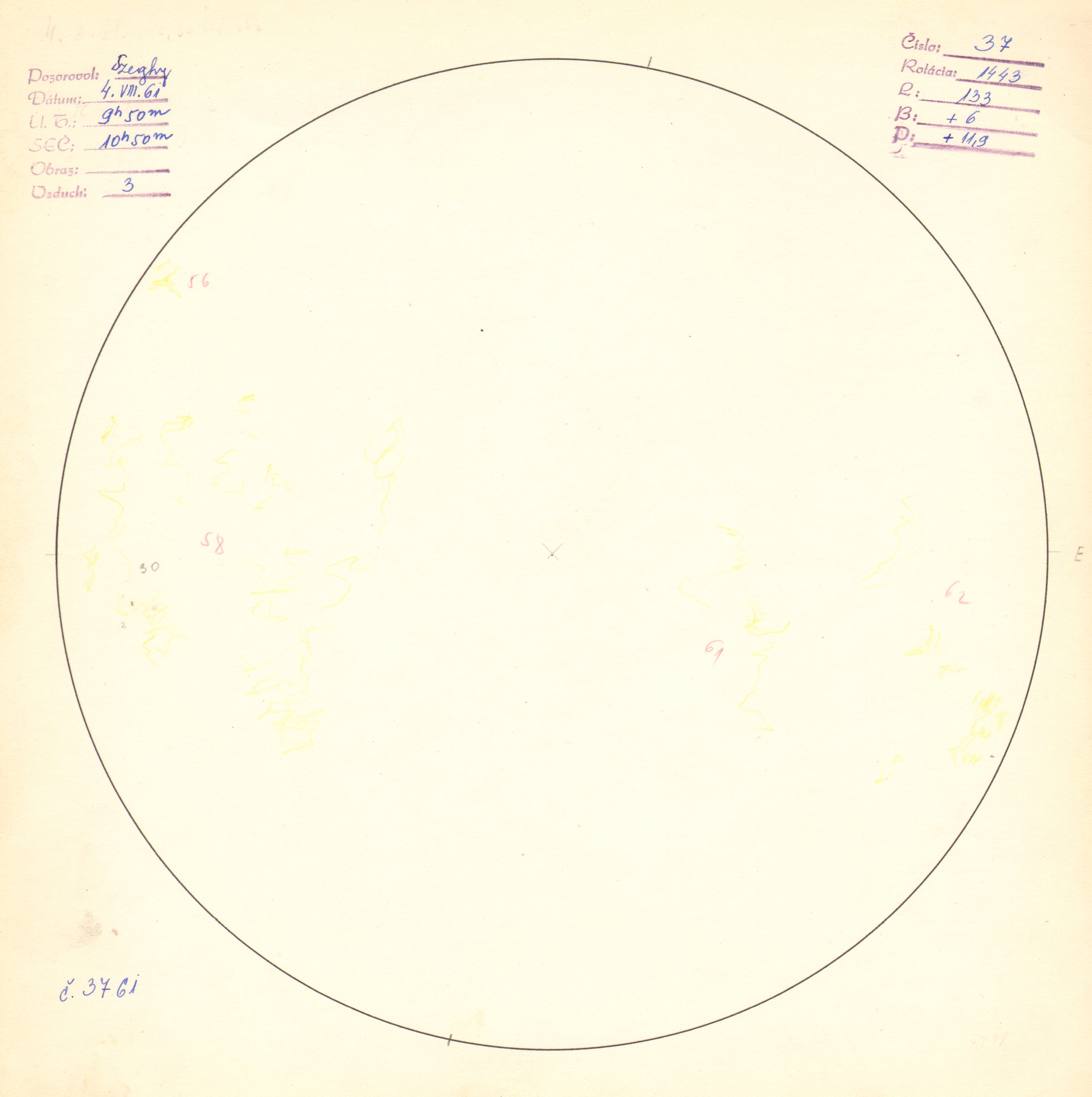 Obrázok zákresu Slnka na deň 04.08.1961