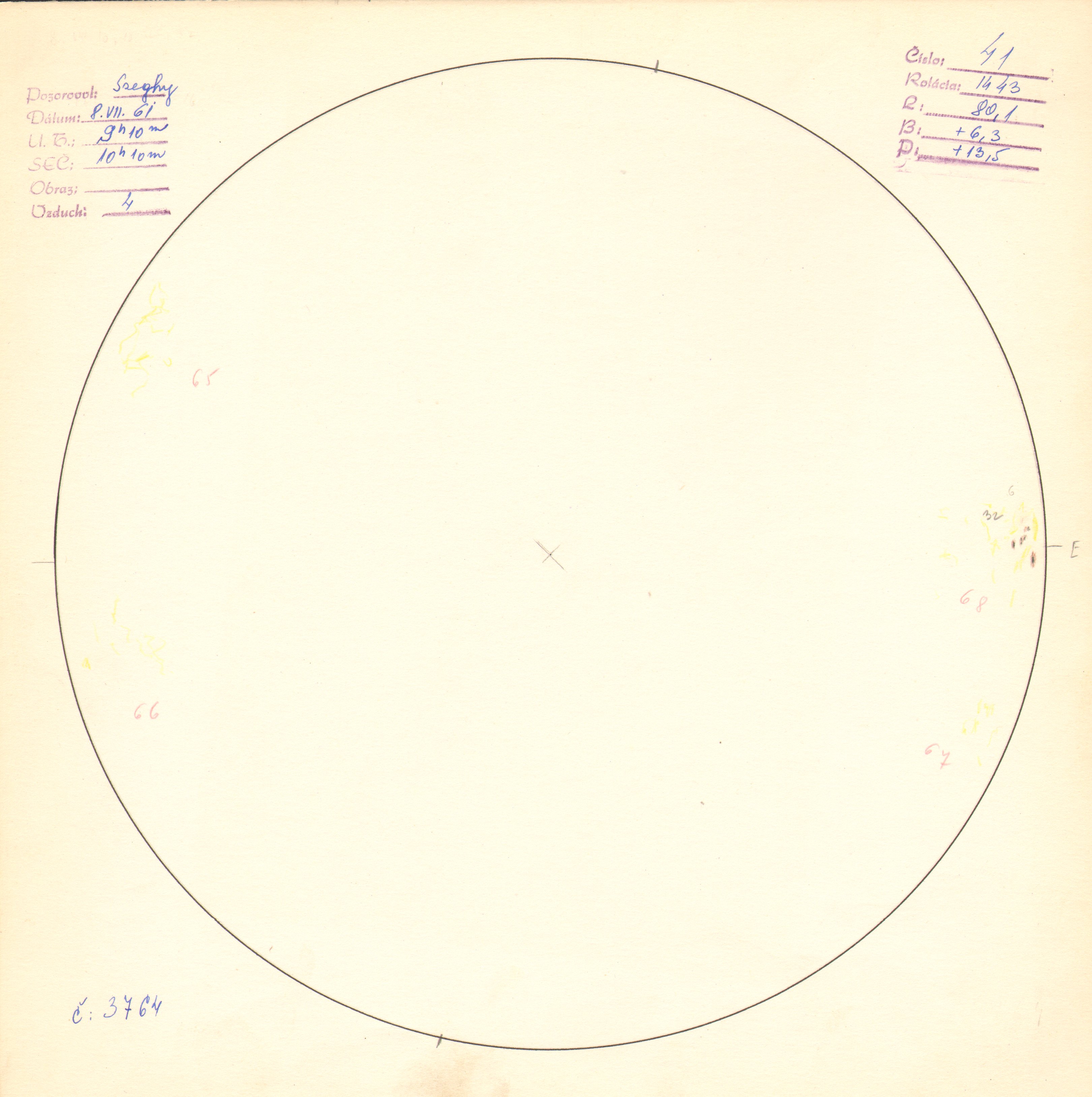 Obrázok zákresu Slnka na deň 08.08.1961