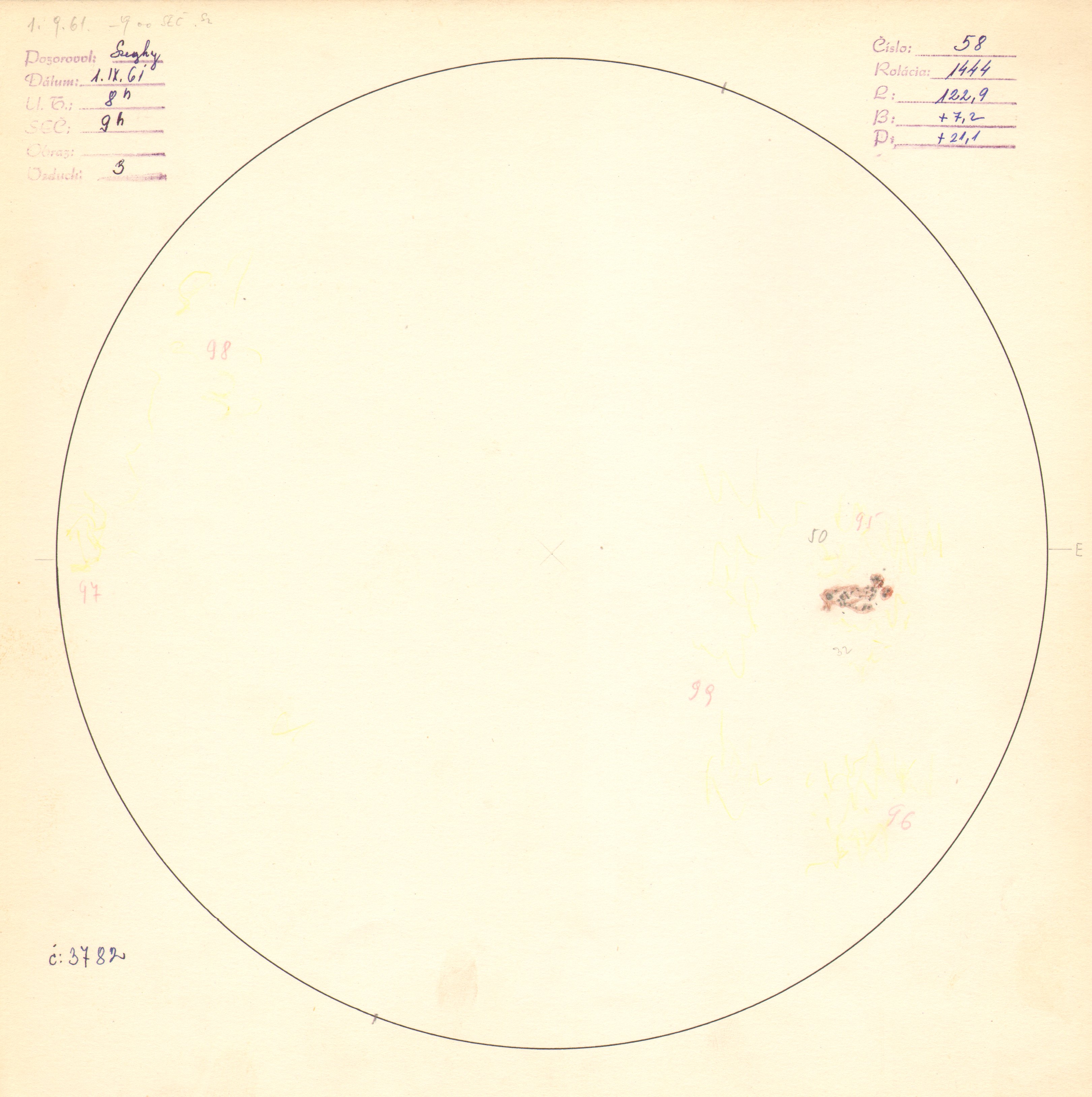 Obrázok zákresu Slnka na deň 01.09.1961