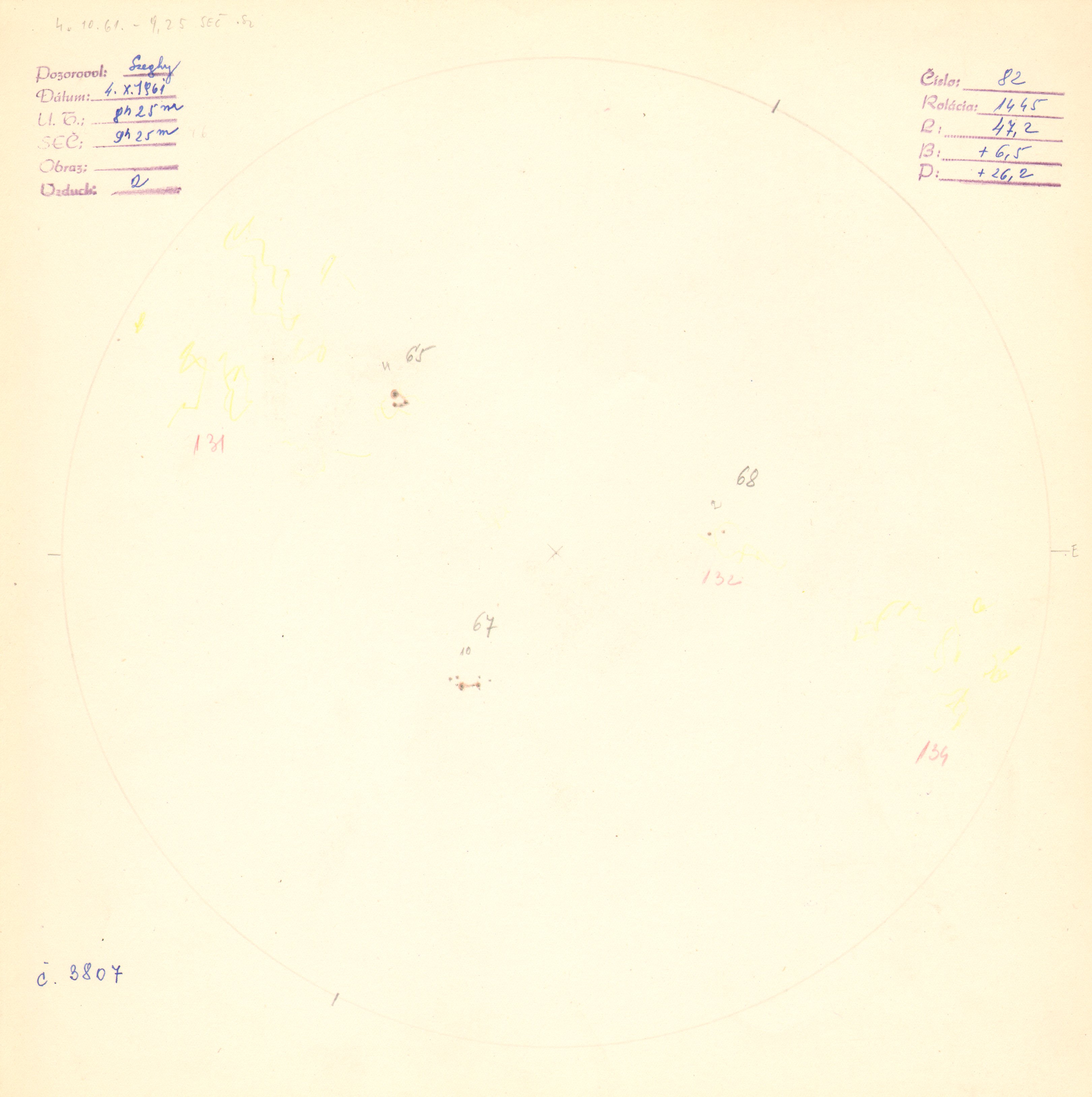 Obrázok zákresu Slnka na deň 04.10.1961