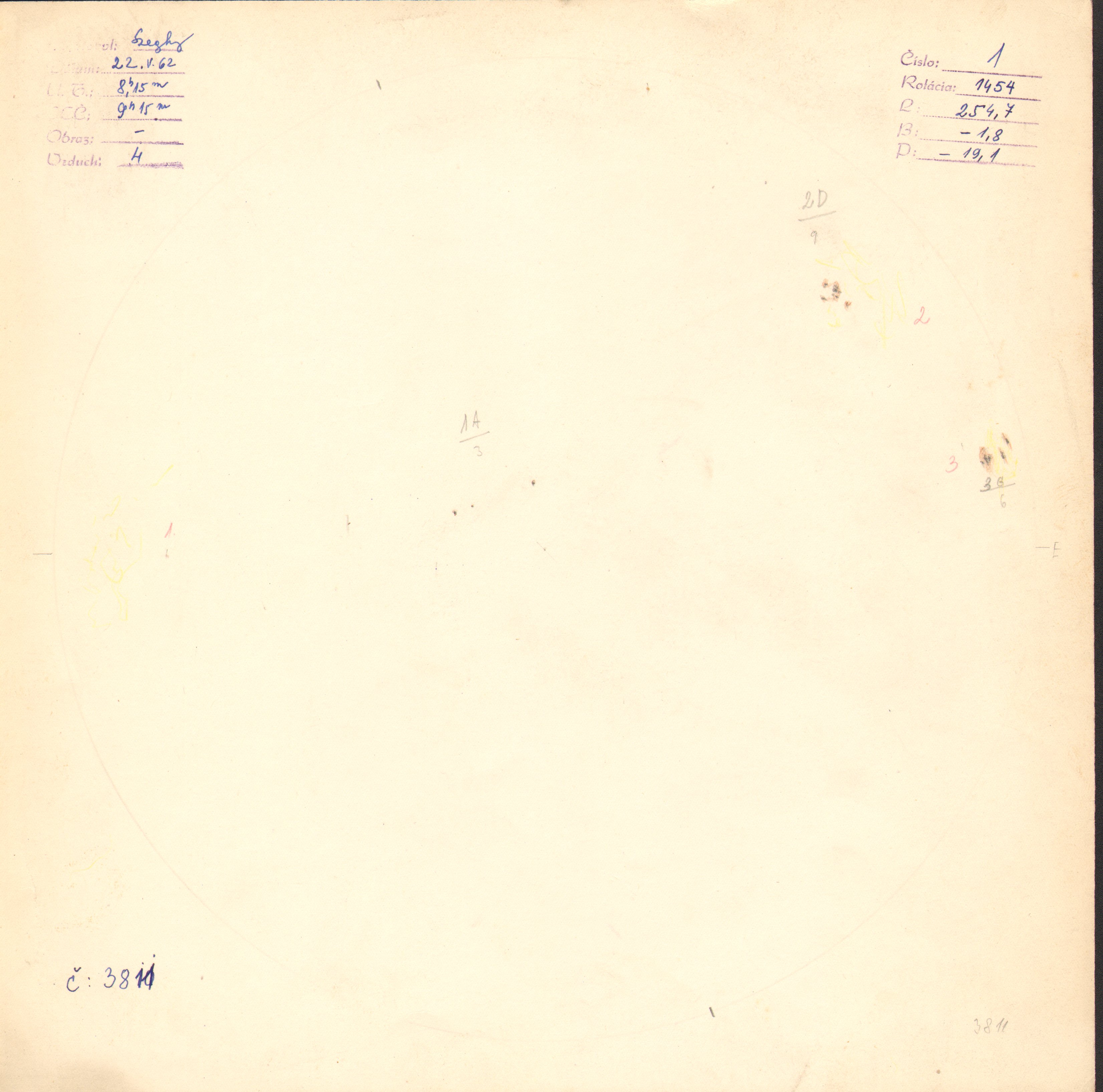 Obrázok zákresu Slnka na deň 22.05.1962