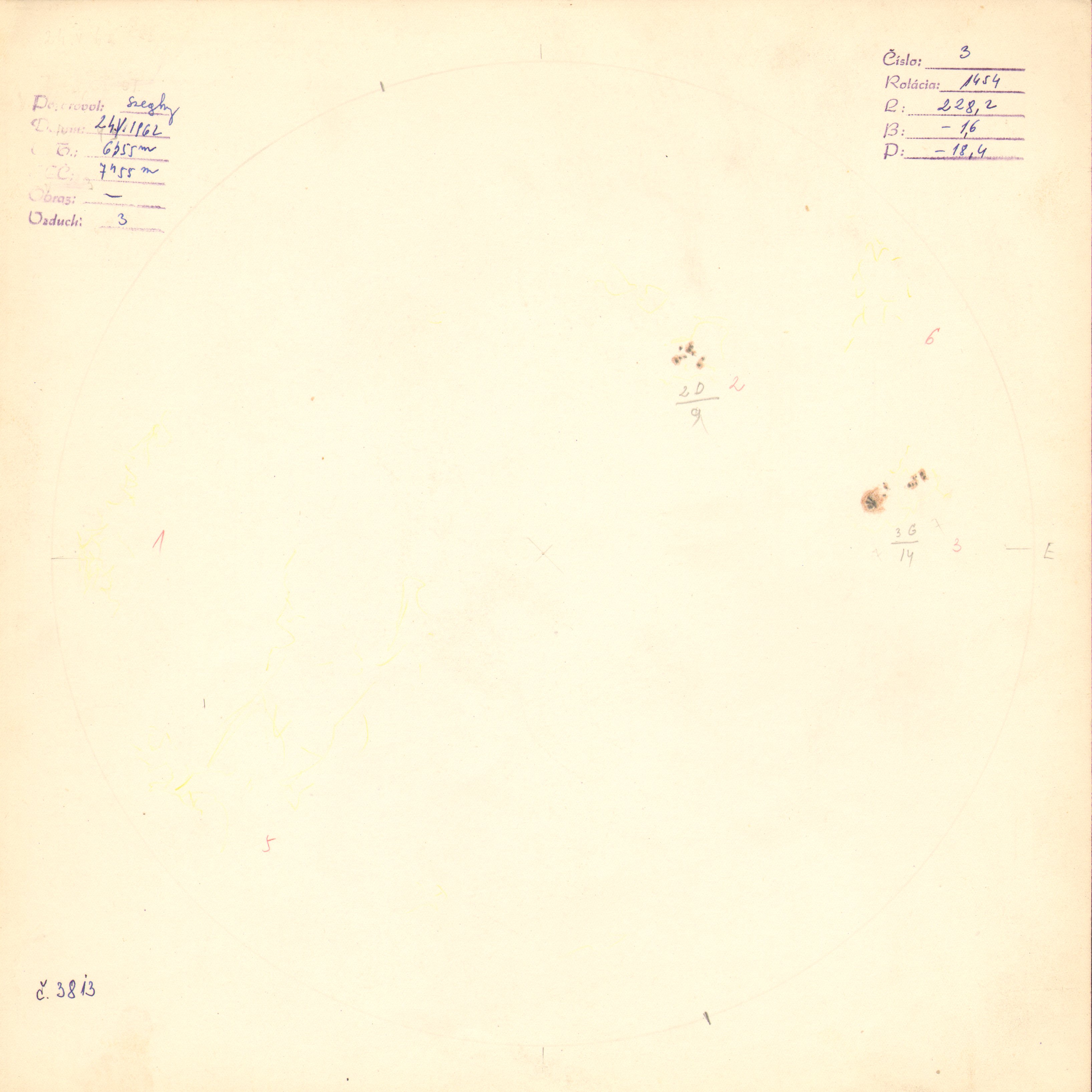 Obrázok zákresu Slnka na deň 24.05.1962