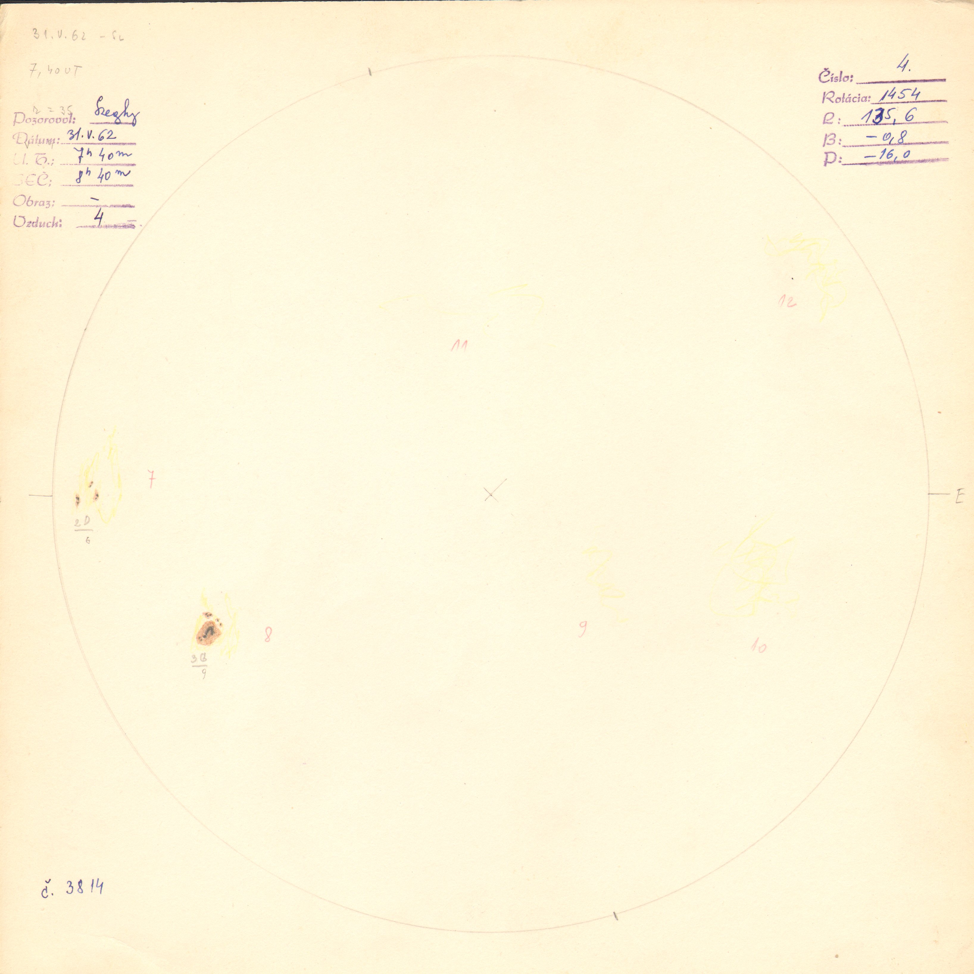 Obrázok zákresu Slnka na deň 31.05.1962