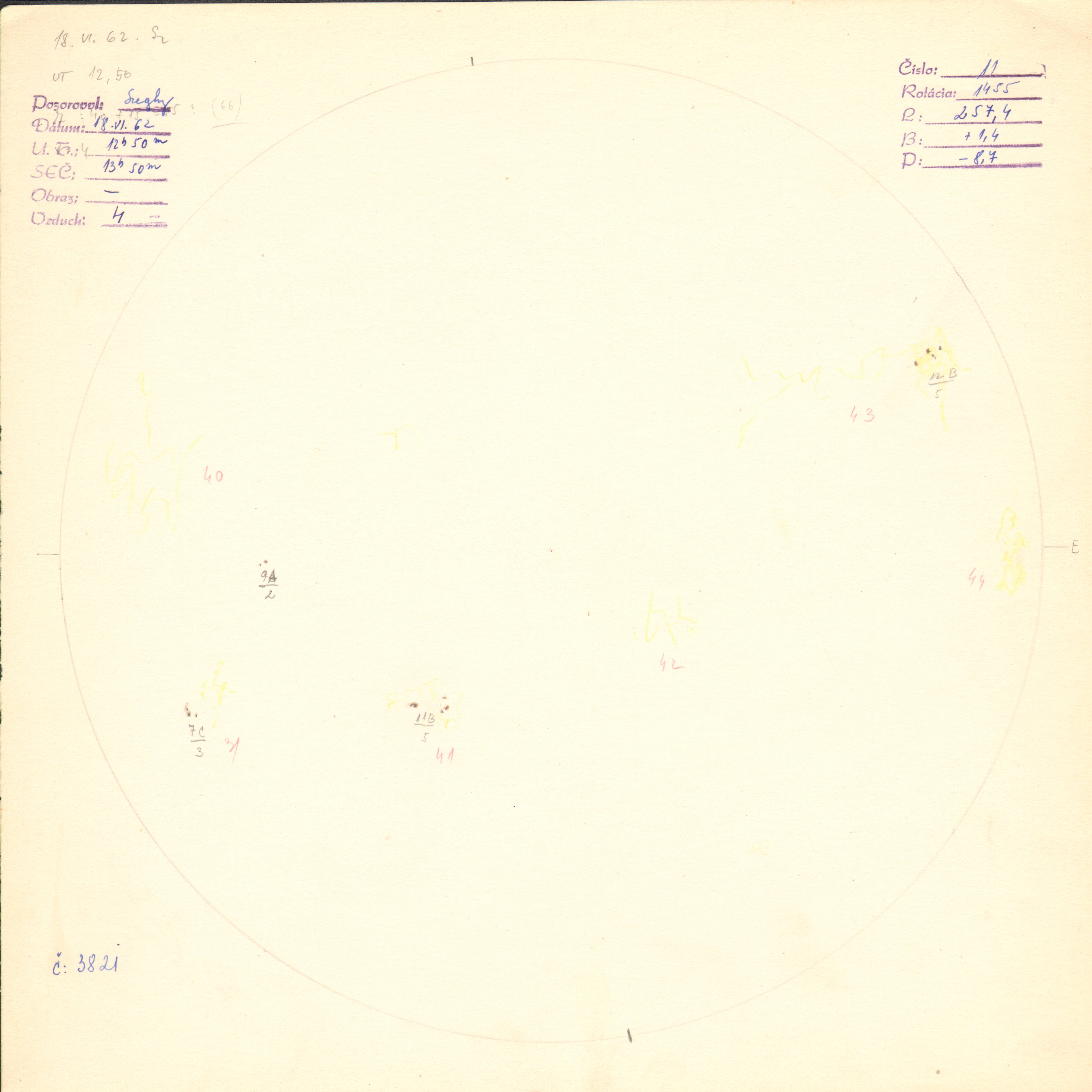 Obrázok zákresu Slnka na deň 18.06.1962