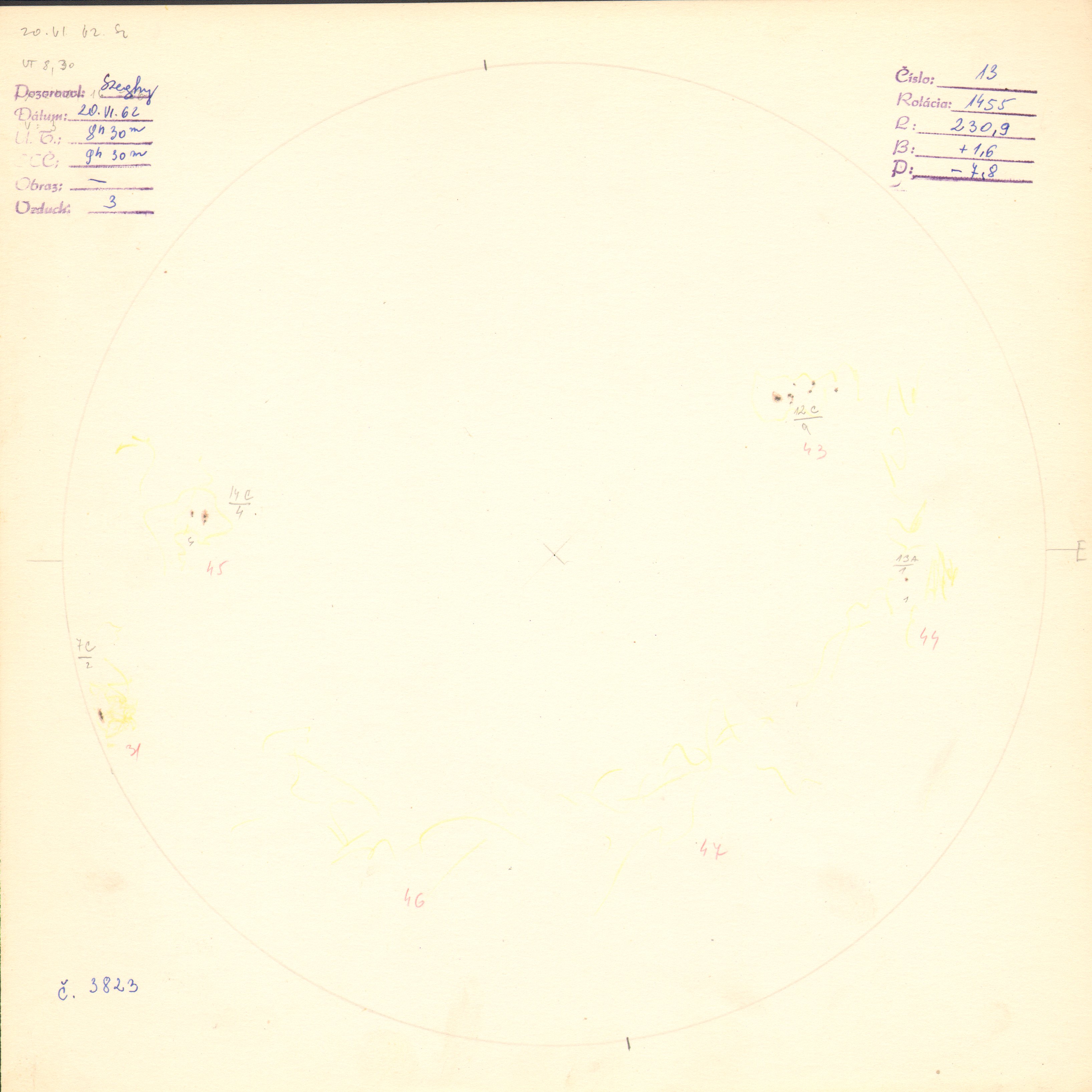 Obrázok zákresu Slnka na deň 20.06.1962