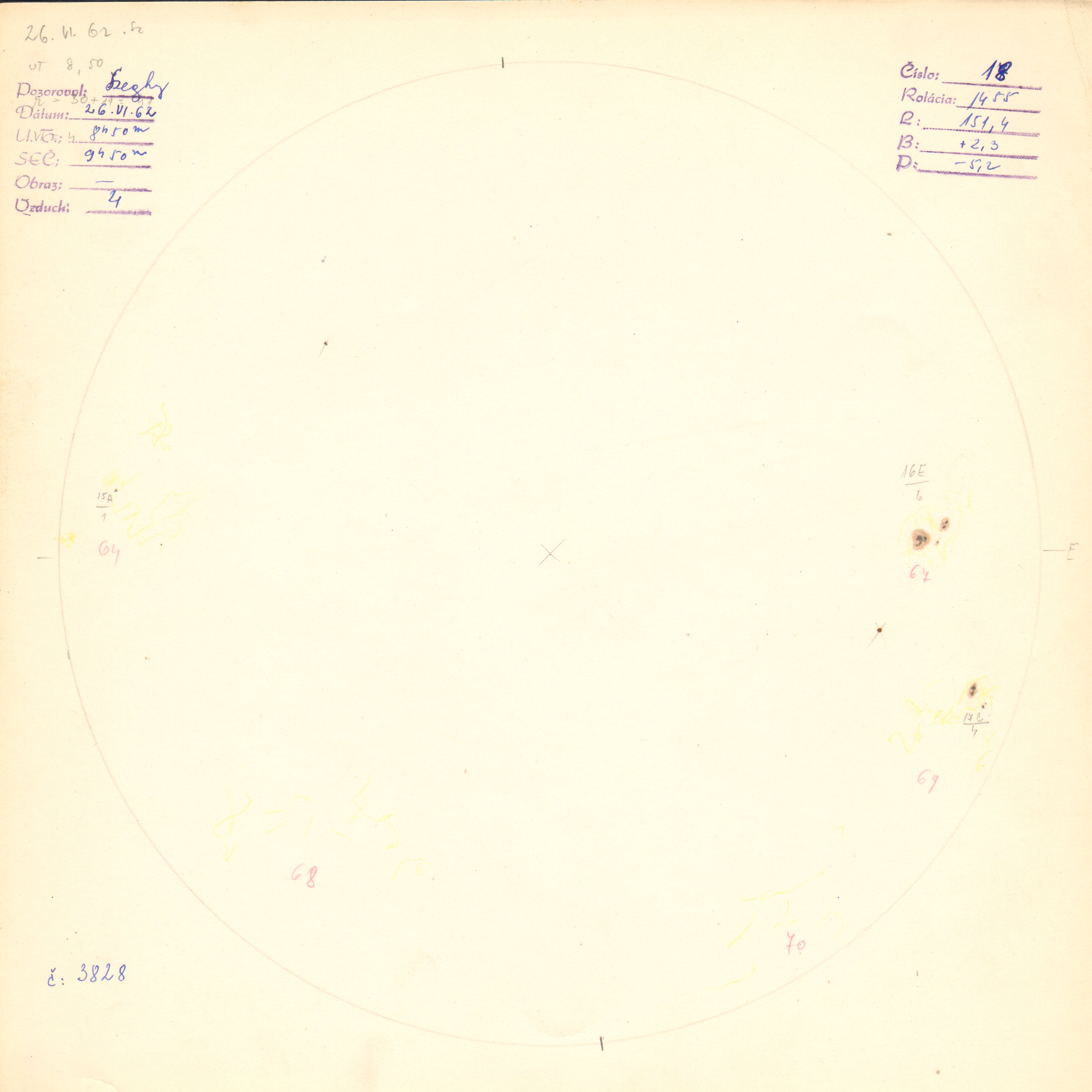 Obrázok zákresu Slnka na deň 26.06.1962