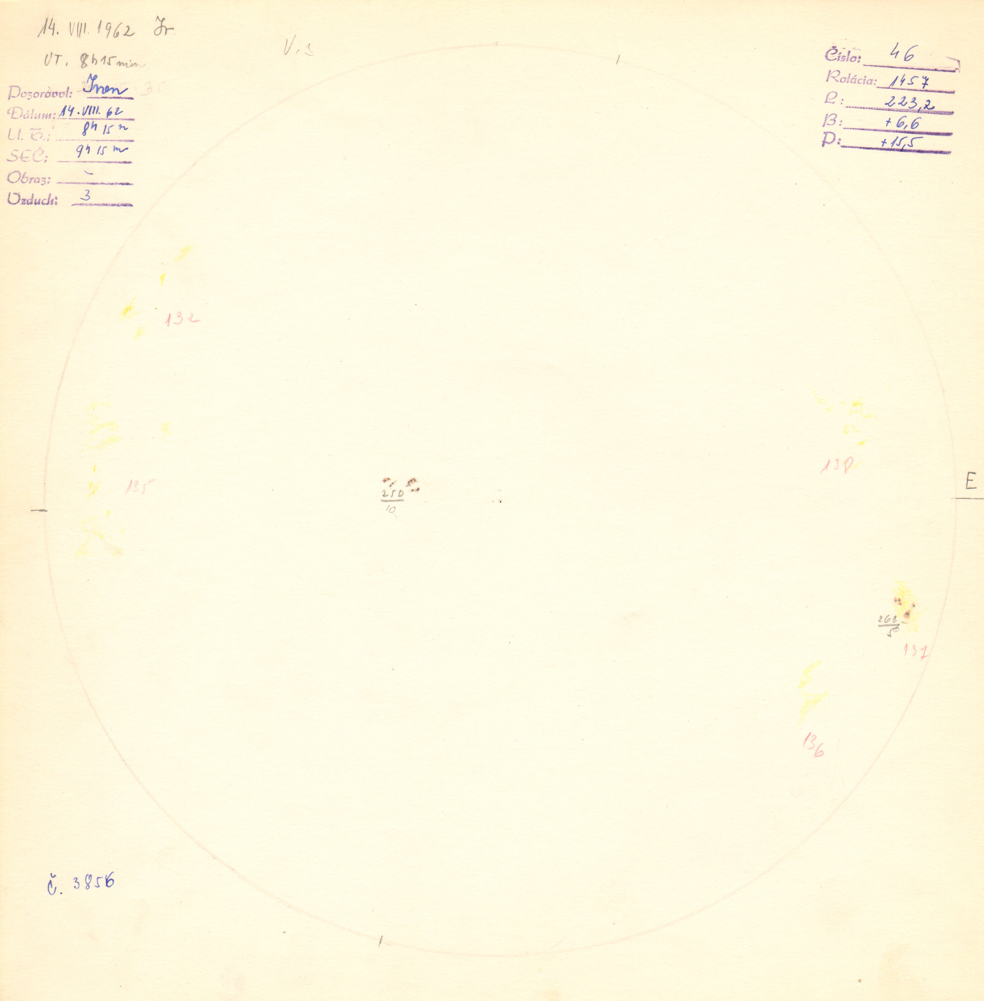 Obrázok zákresu Slnka na deň 14.08.1962