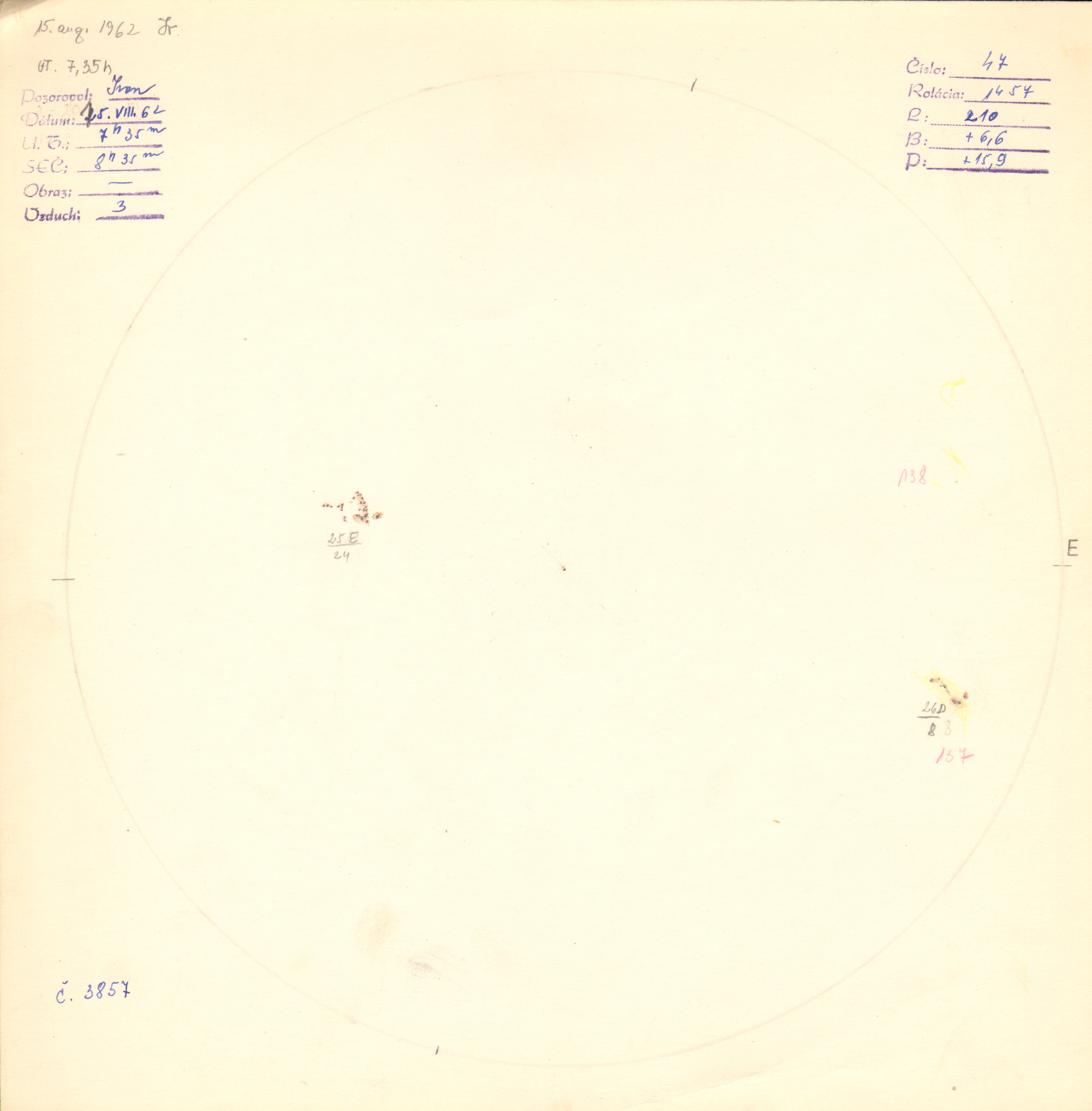 Obrázok zákresu Slnka na deň 15.08.1962