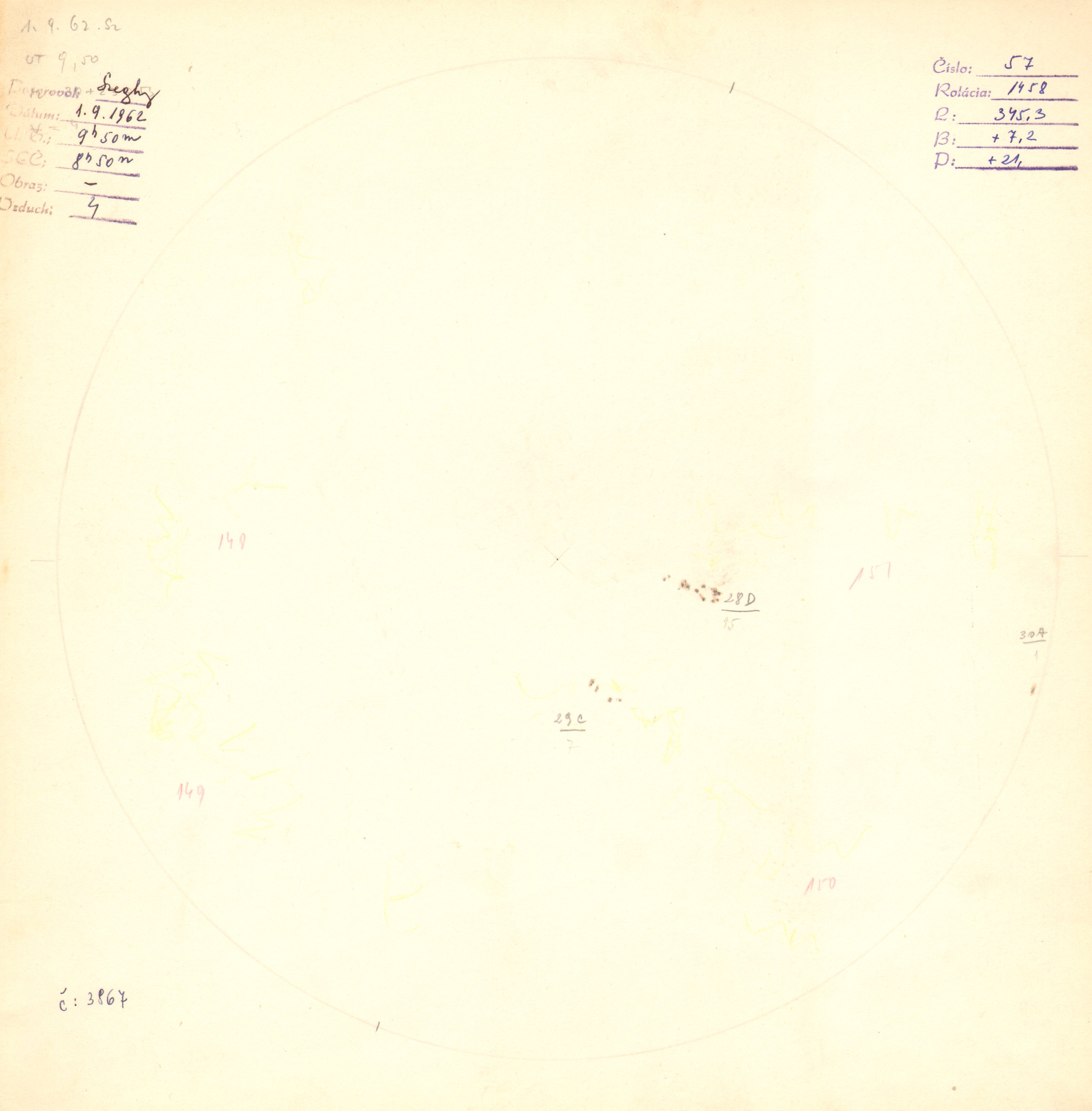 Obrázok zákresu Slnka na deň 01.09.1962