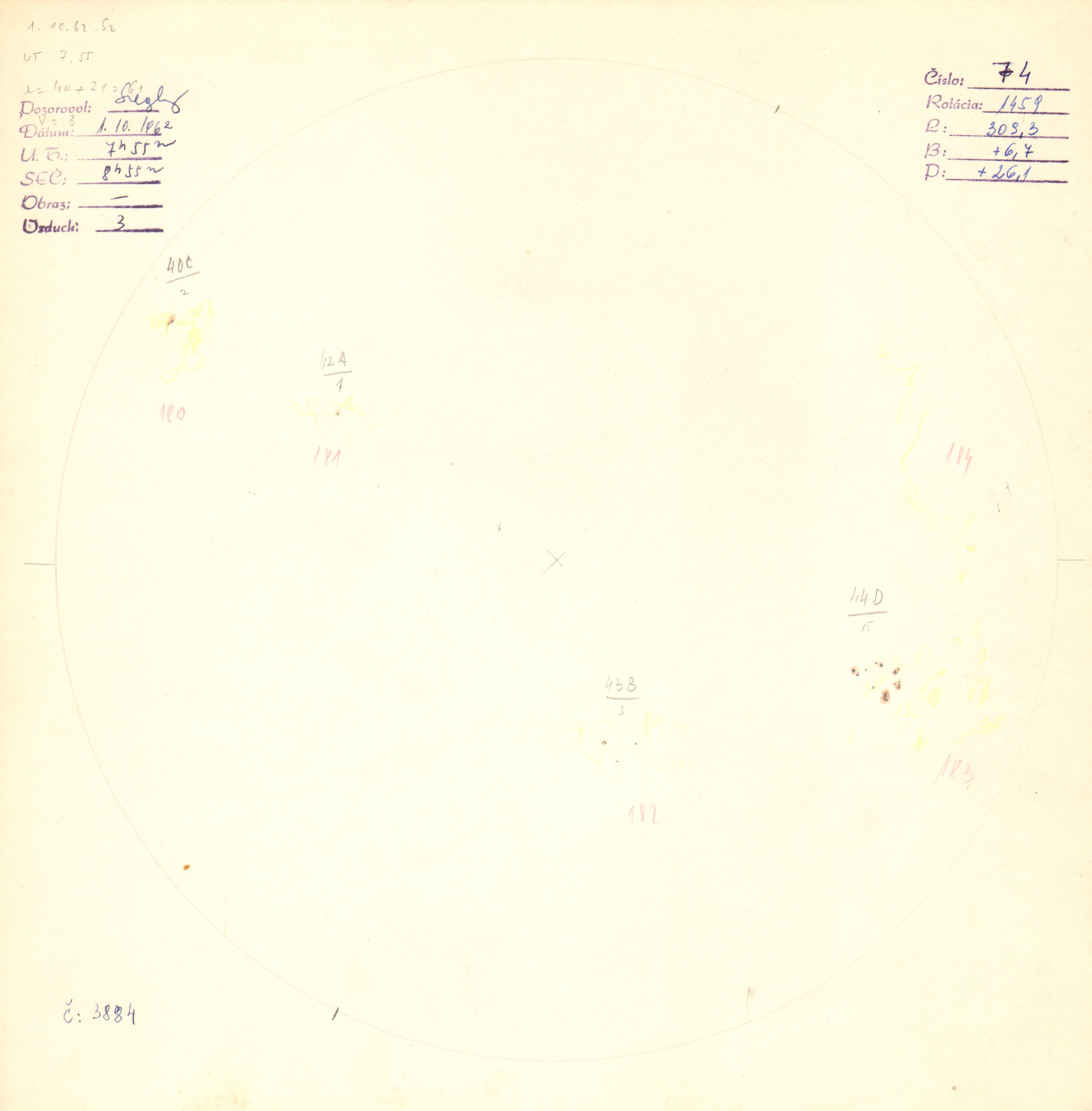 Obrázok zákresu Slnka na deň 01.10.1962