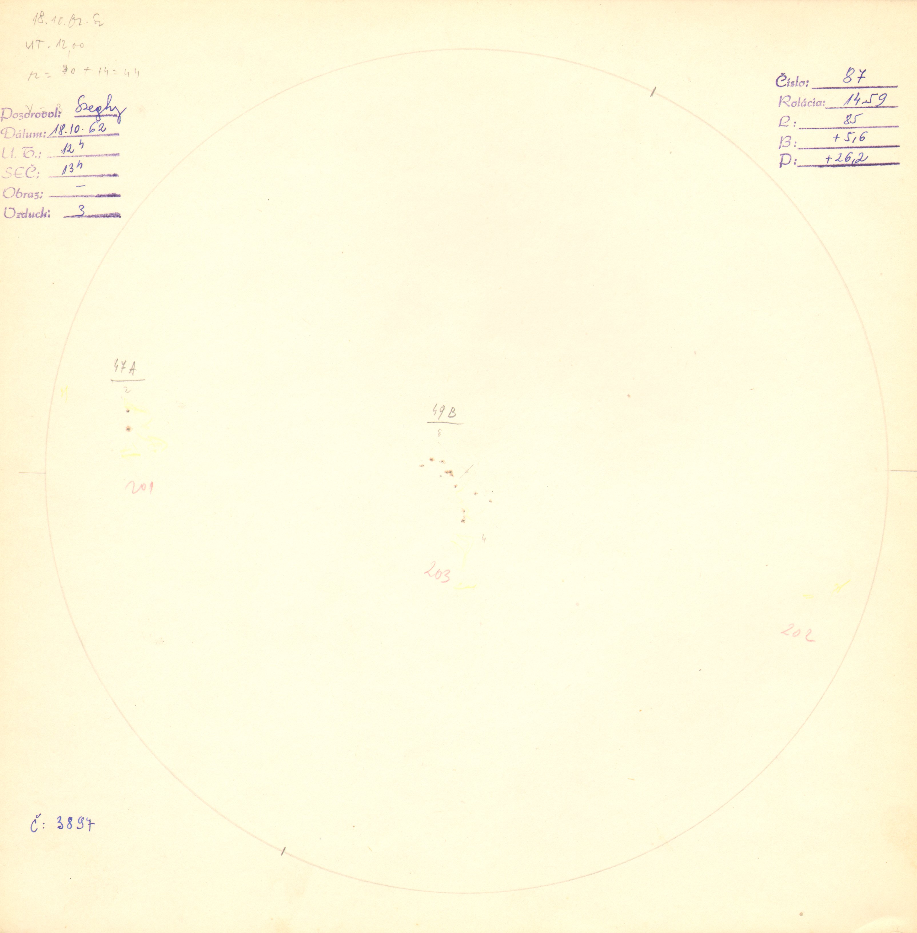Obrázok zákresu Slnka na deň 18.10.1962
