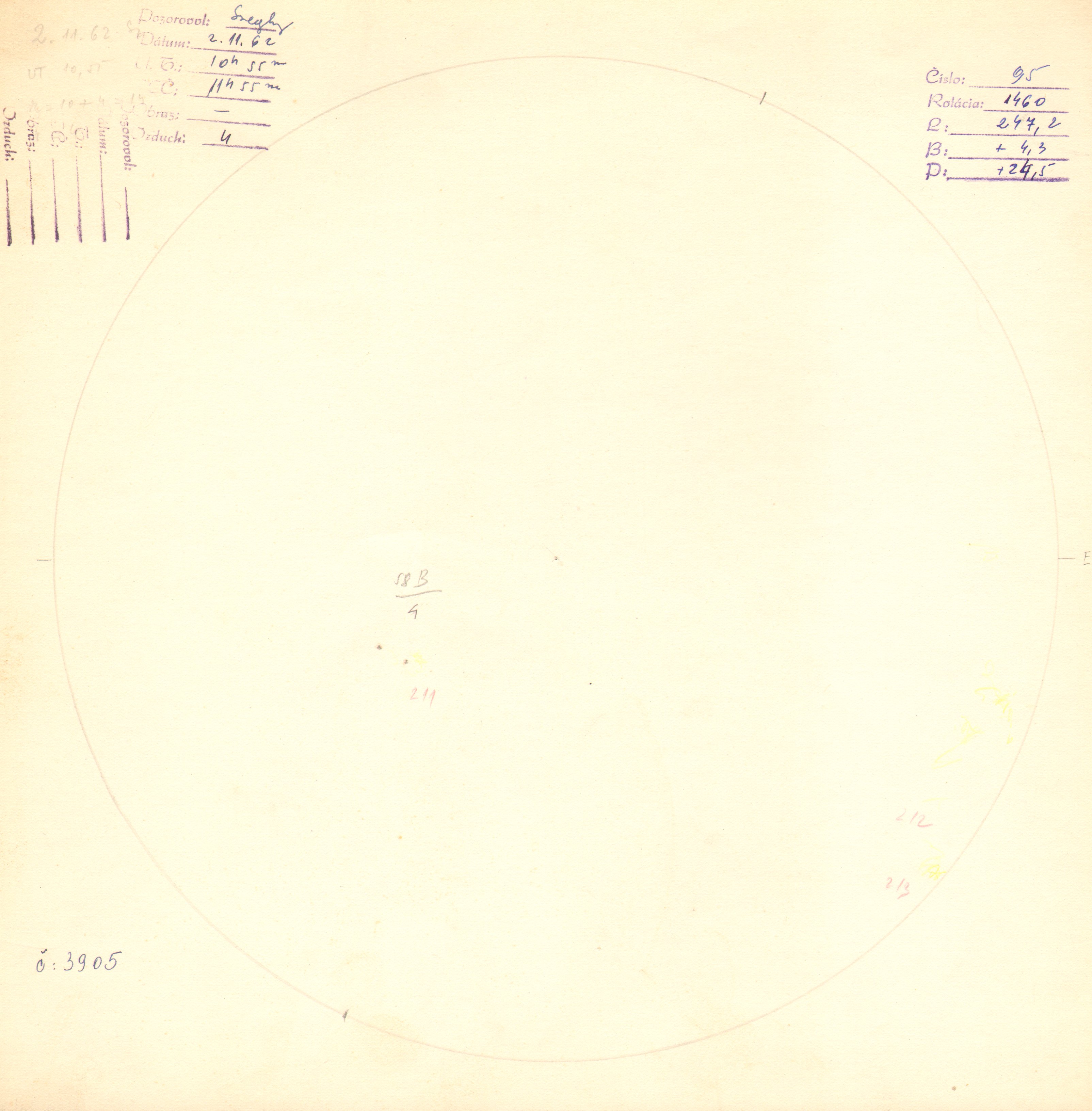 Obrázok zákresu Slnka na deň 02.11.1962
