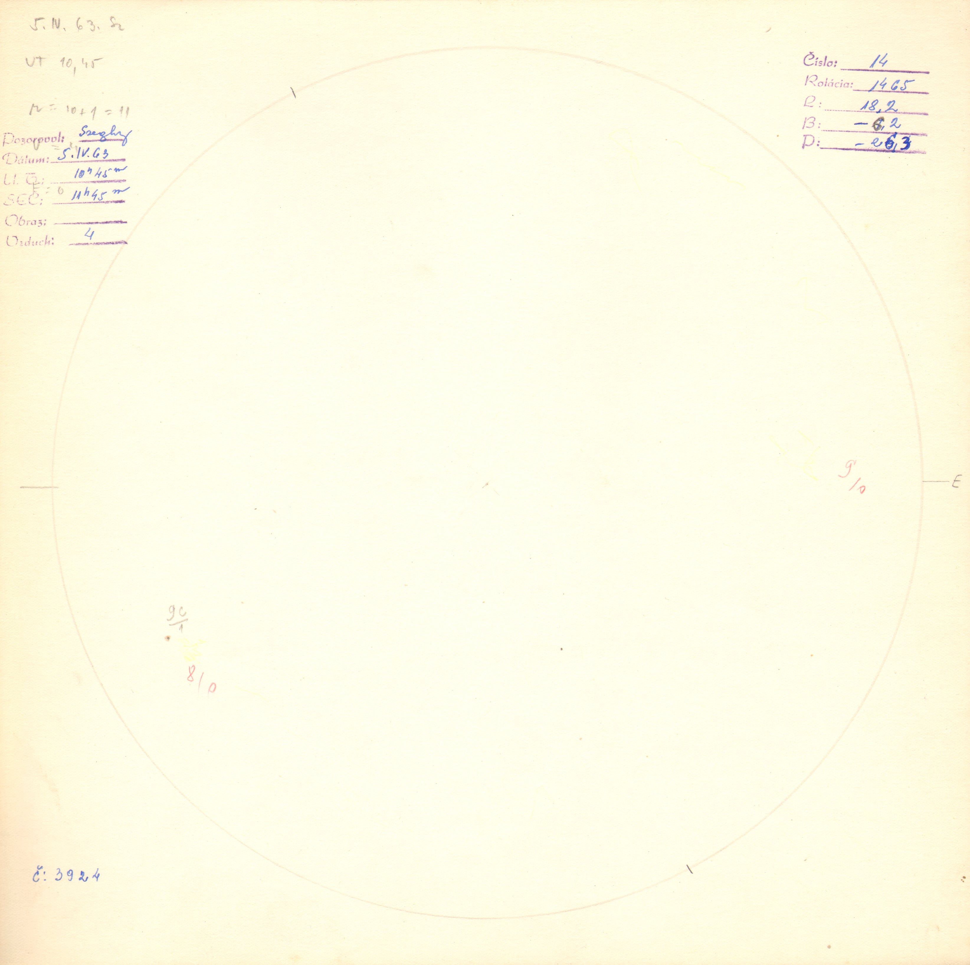 Obrázok zákresu Slnka na deň 05.04.1963